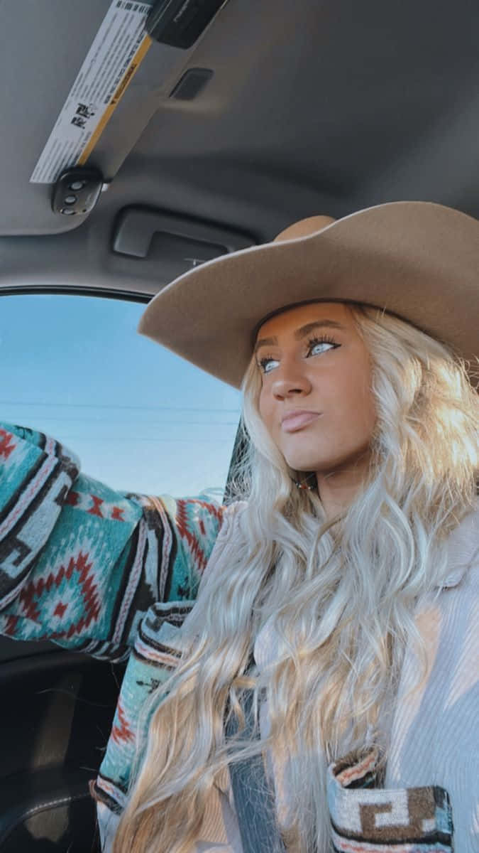 Country Girl Aesthetic, sunset, cowboy hat, SD Phone Wallpaper