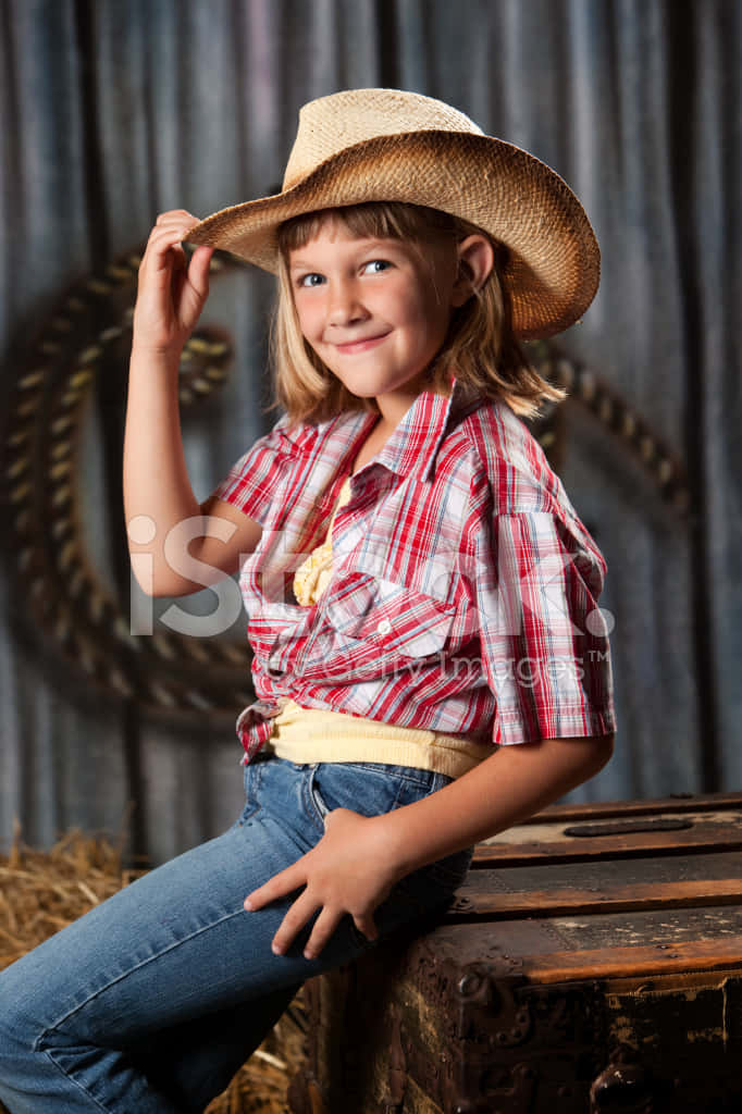 cowboy hat, plaid shirt, wooden crate, SD Phone Wallpaper