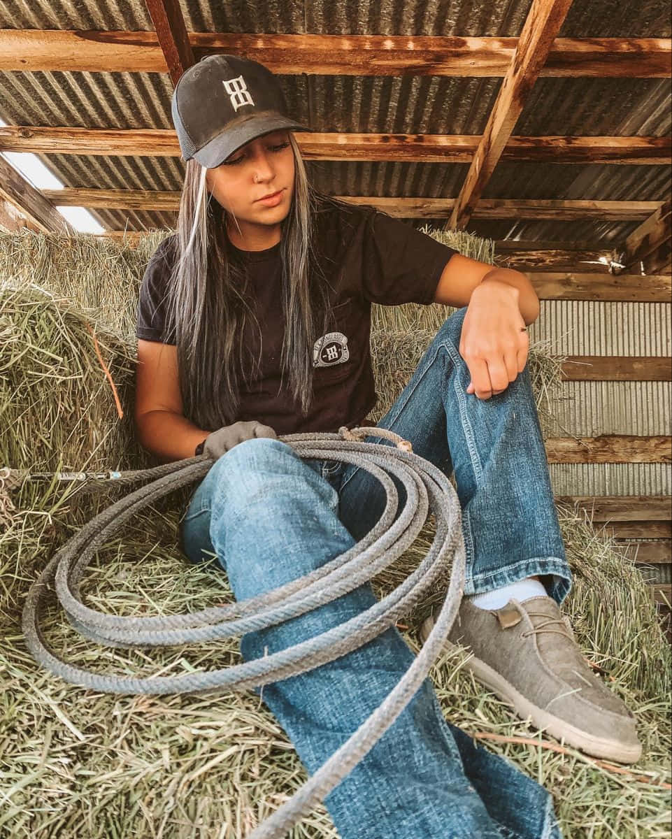 Country Girl, rustic barn, hay, SD Phone Wallpaper