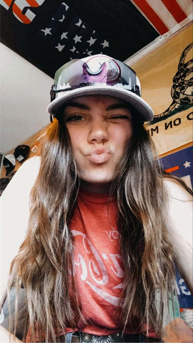 Country Girl, cap, red tshirt, SD Phone Wallpaper