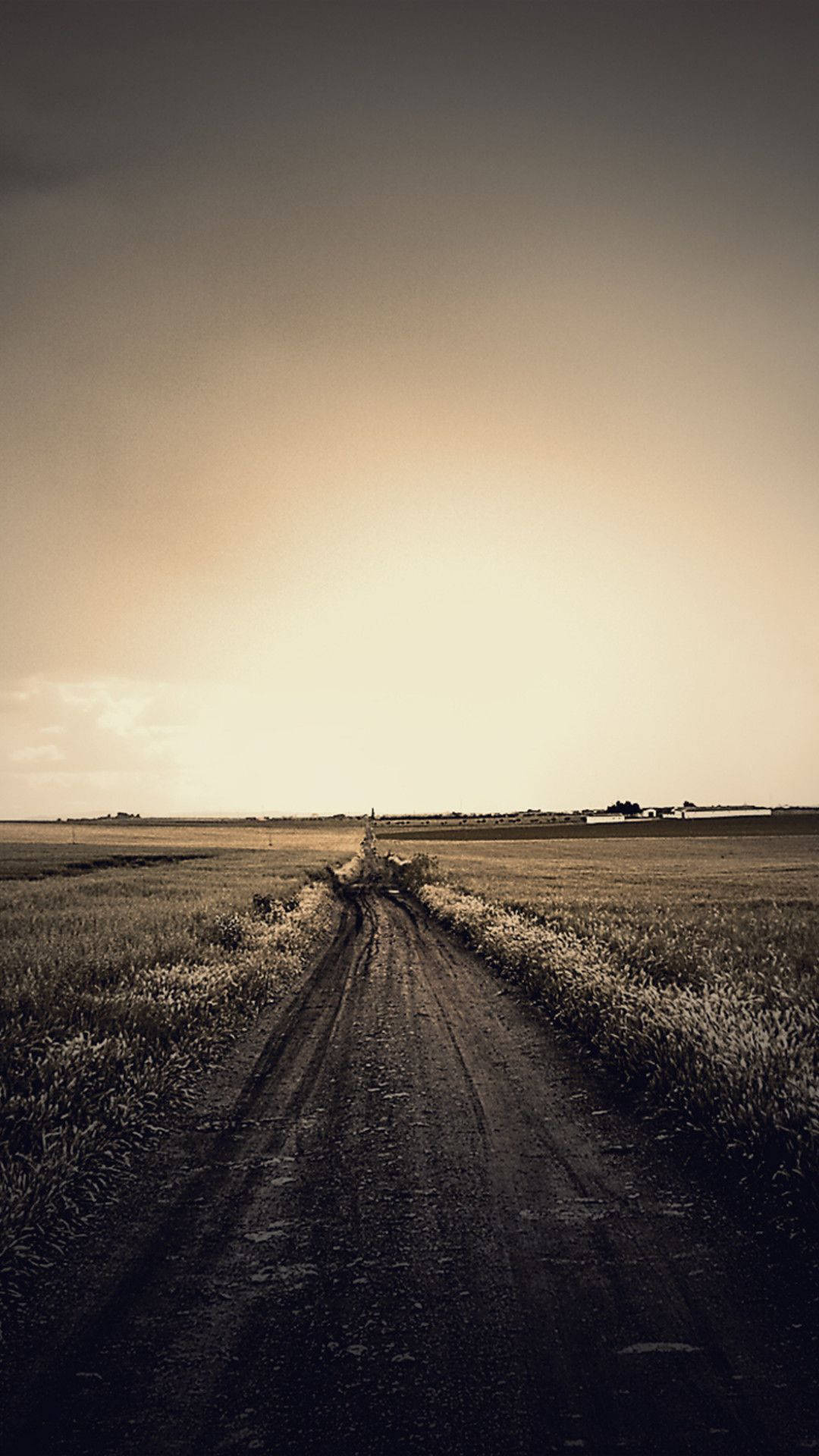 Country iPhone, dirt road, golden field, Full HD Phone Wallpaper