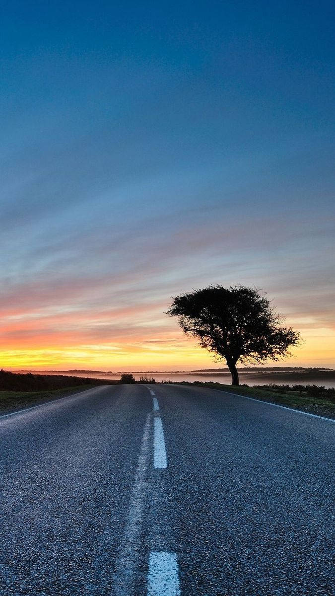Country iPhone, winding road, vibrant sunset sky, SD Phone Wallpaper