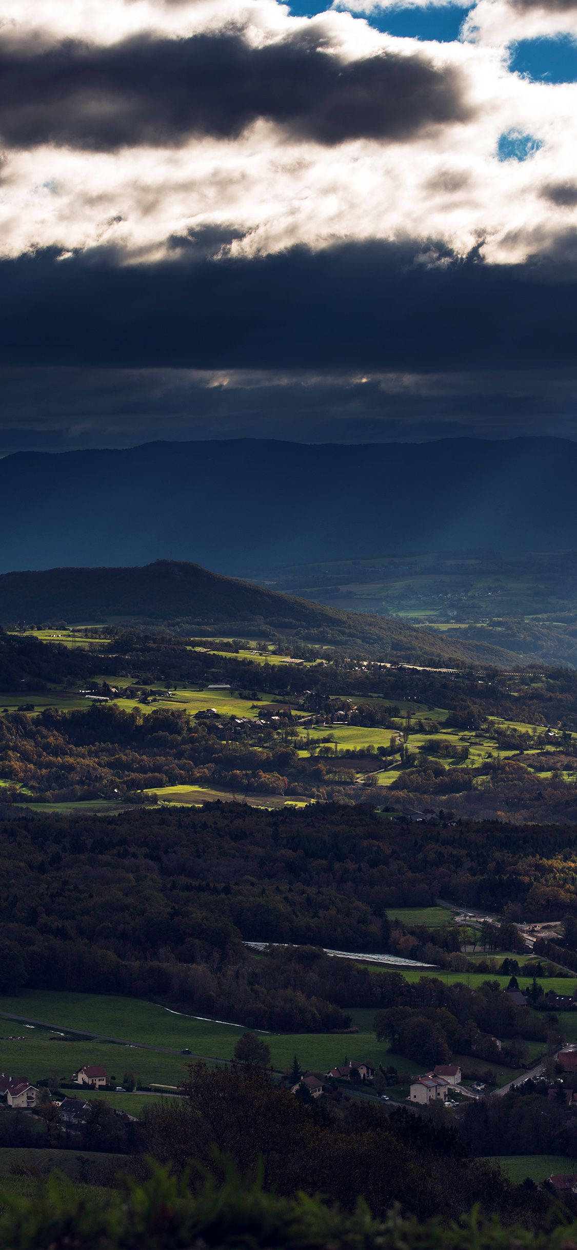 Country iPhone, dramatic clouds, sprawling valley, Full HD Phone Wallpaper