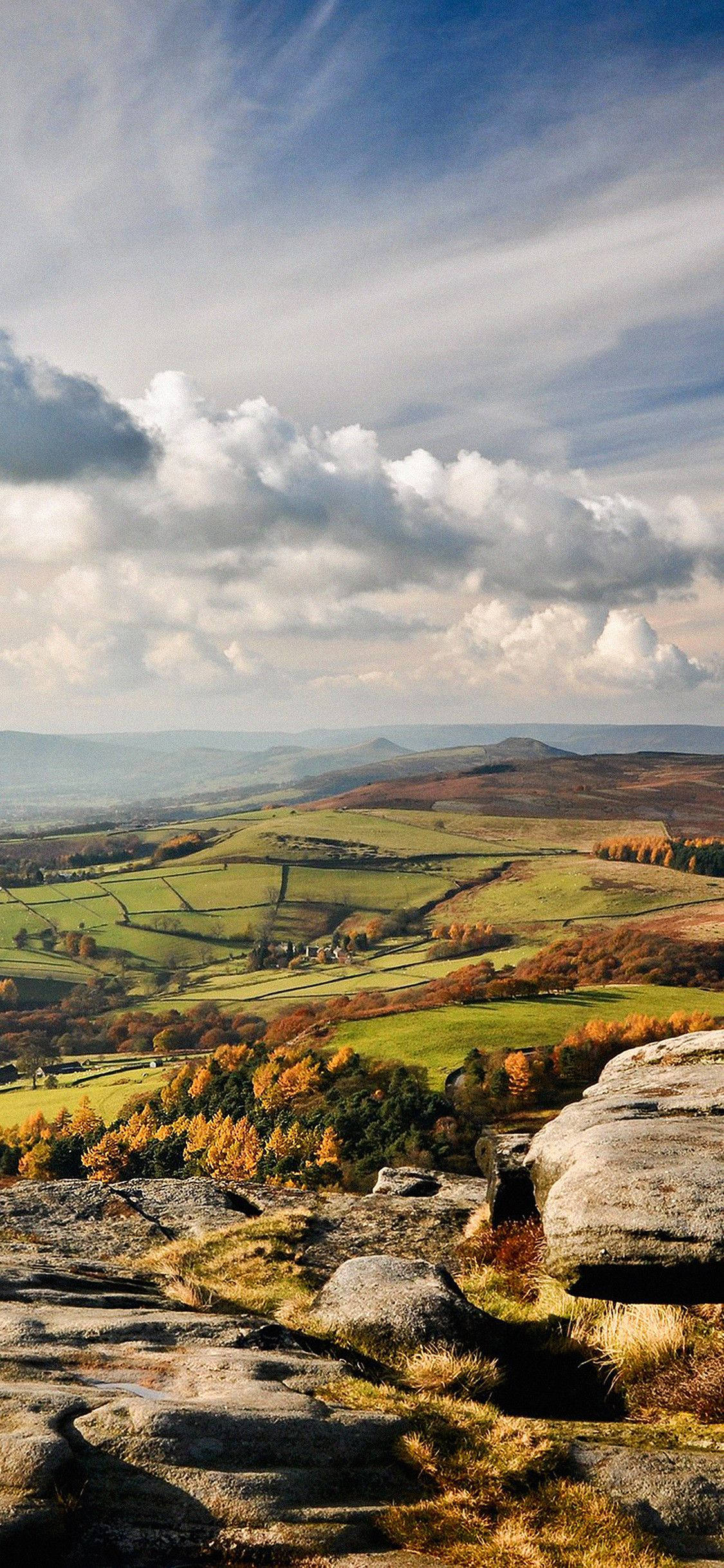 Country iPhone, rocky outcrop, rolling hills, Full HD Phone Wallpaper