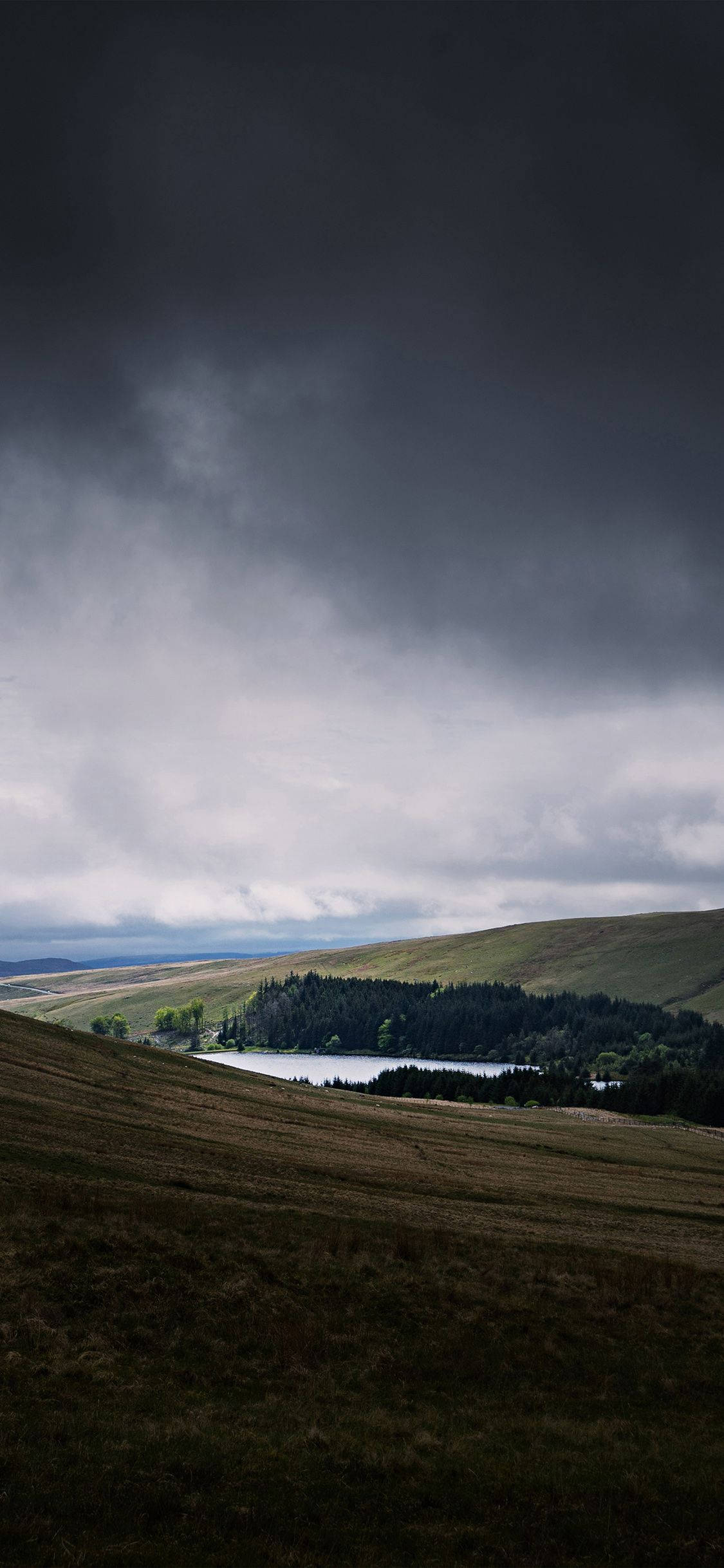 Country iPhone, dark storm cloud, calm lake, Full HD Phone Wallpaper
