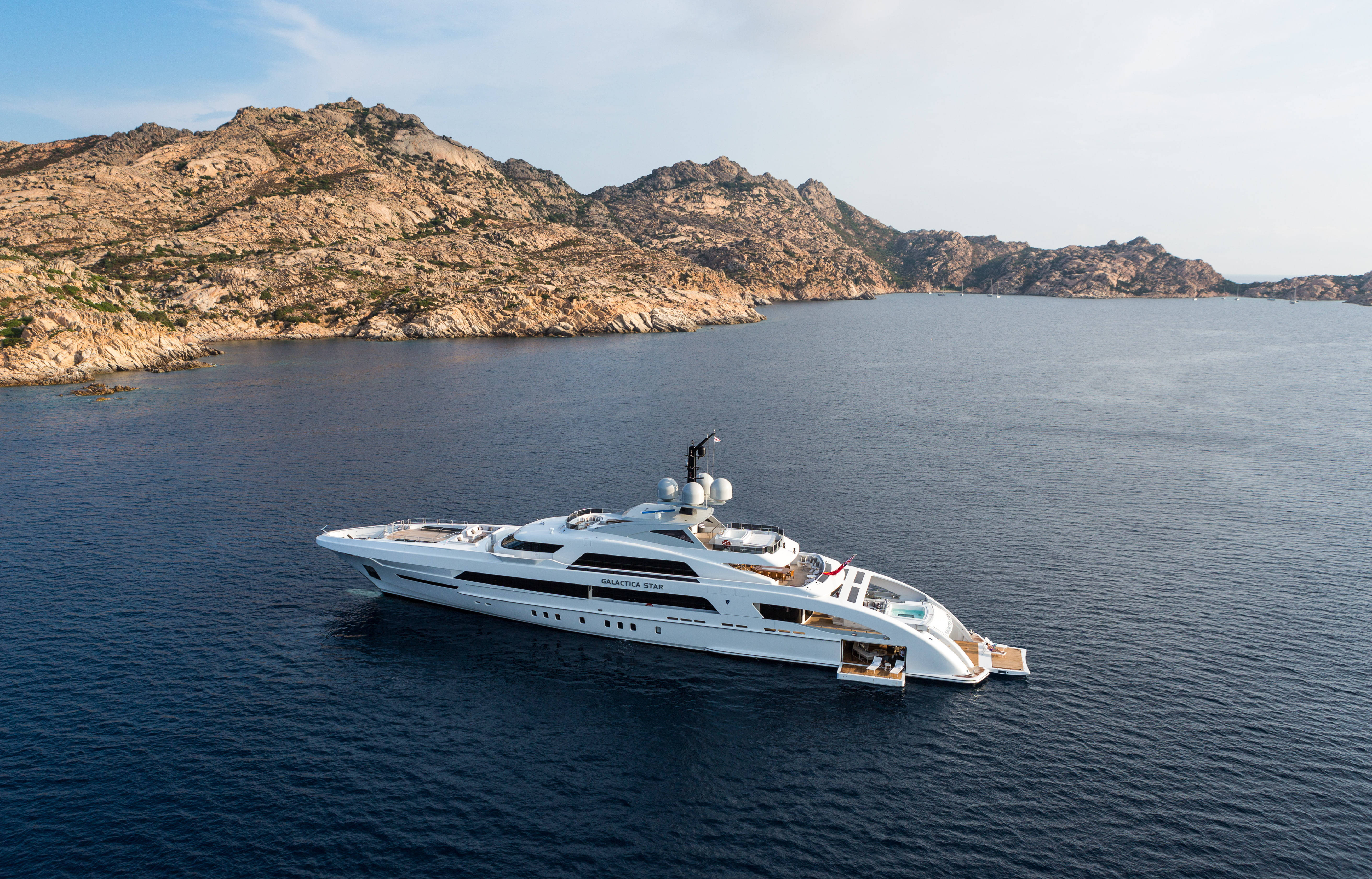 Country Summer, large yacht, sleek white superyacht, 5K Desktop Wallpaper