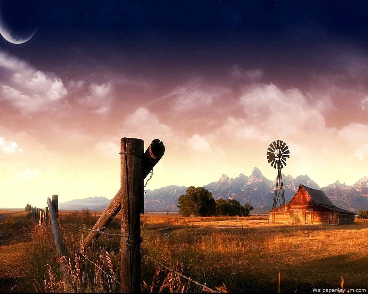 country farm, rustic wooden fence, weathered barn, HD Desktop Wallpaper