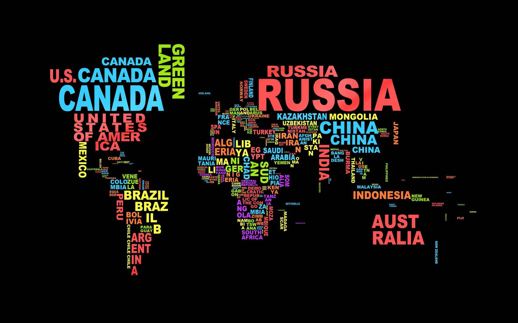 rainbow country names world map, colorful world map, country names, HD Desktop Wallpaper
