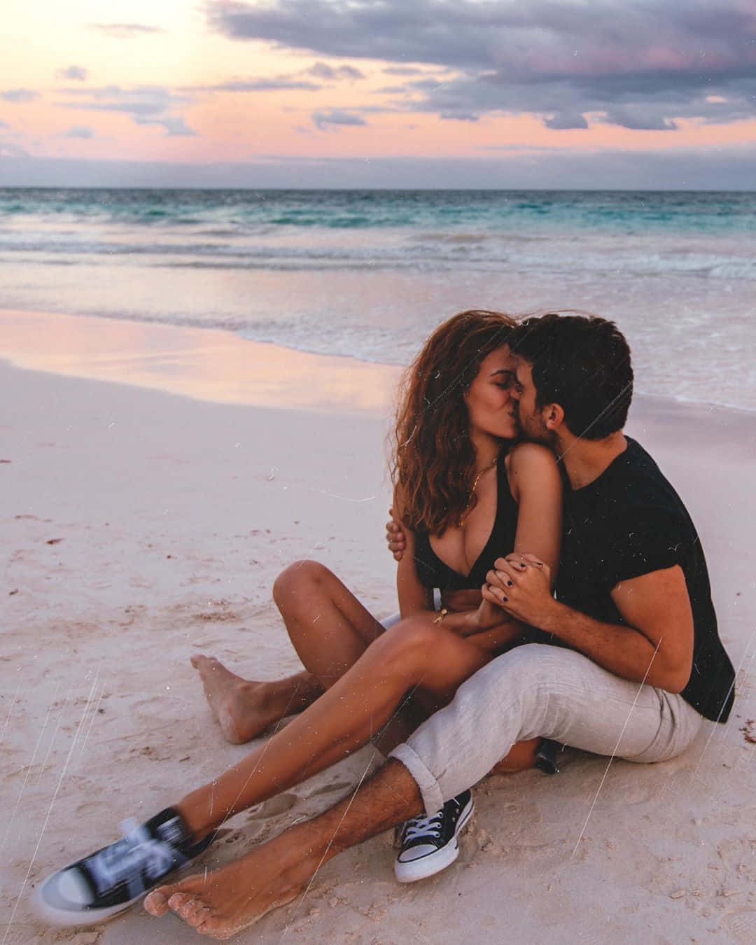 couple, beach, sunset, HD Phone Wallpaper