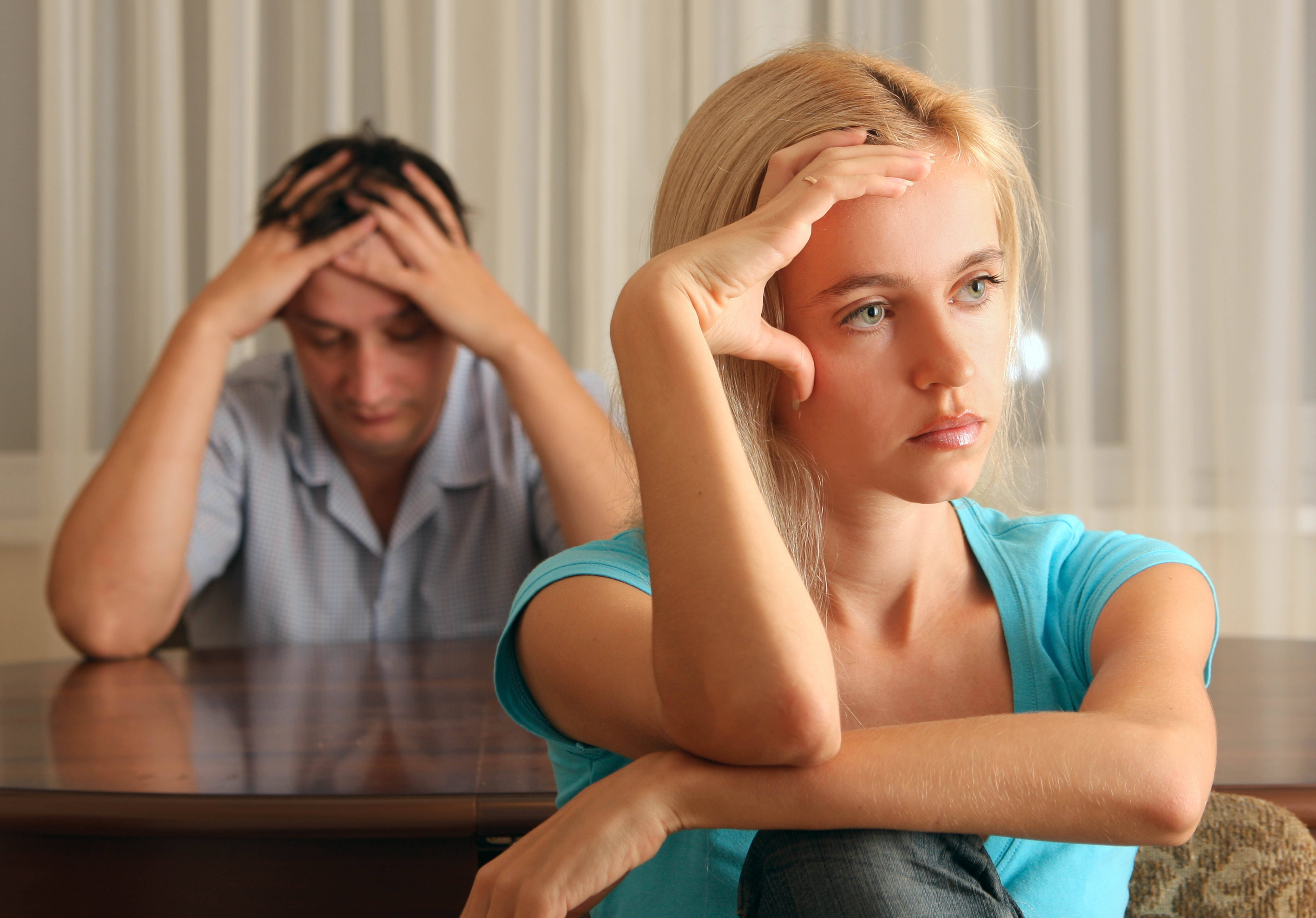 distressed couple, wooden table, indoors, 5K Desktop Wallpaper