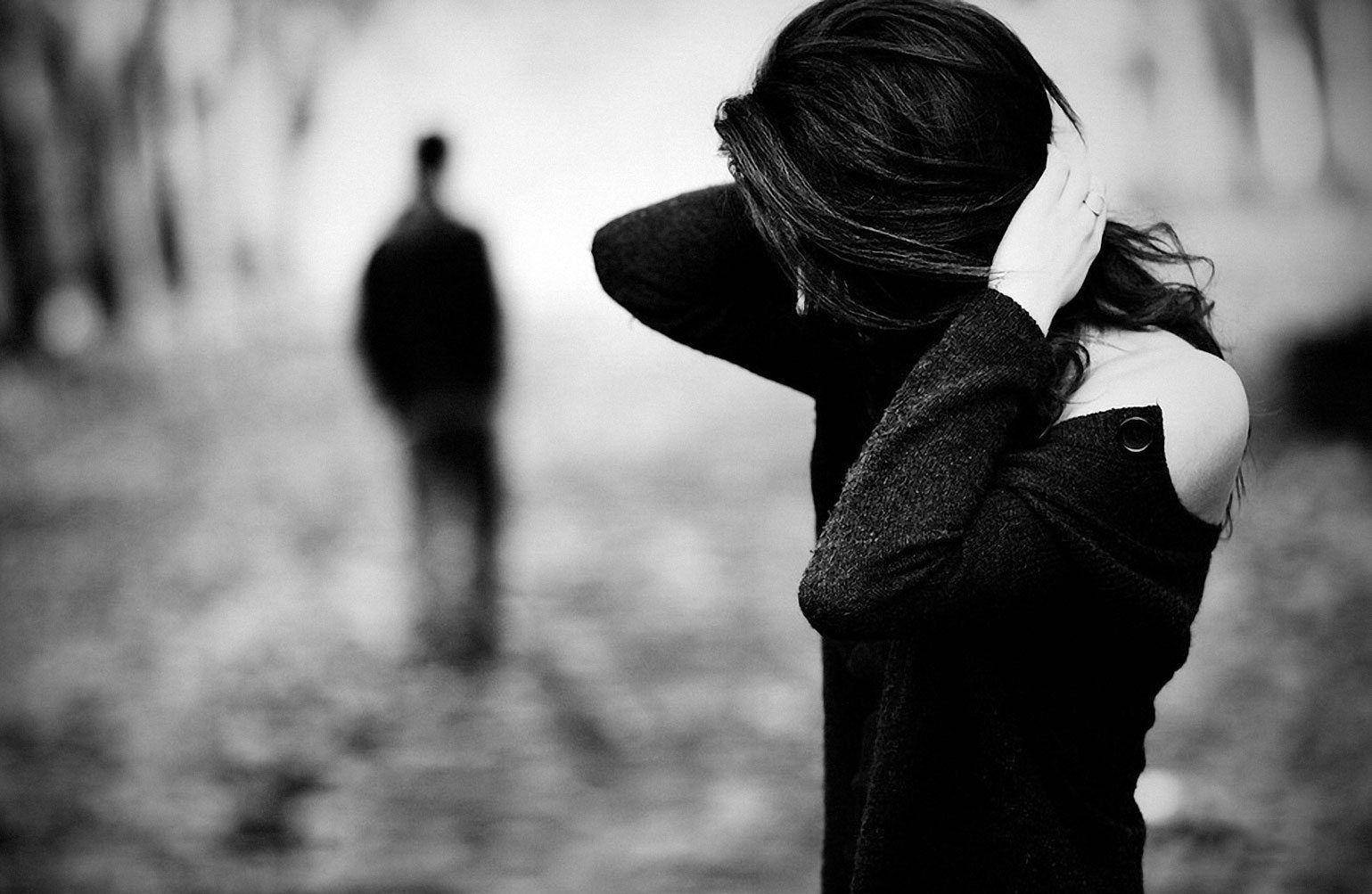black and white, misty path, woman with dark hair, HD Desktop Wallpaper