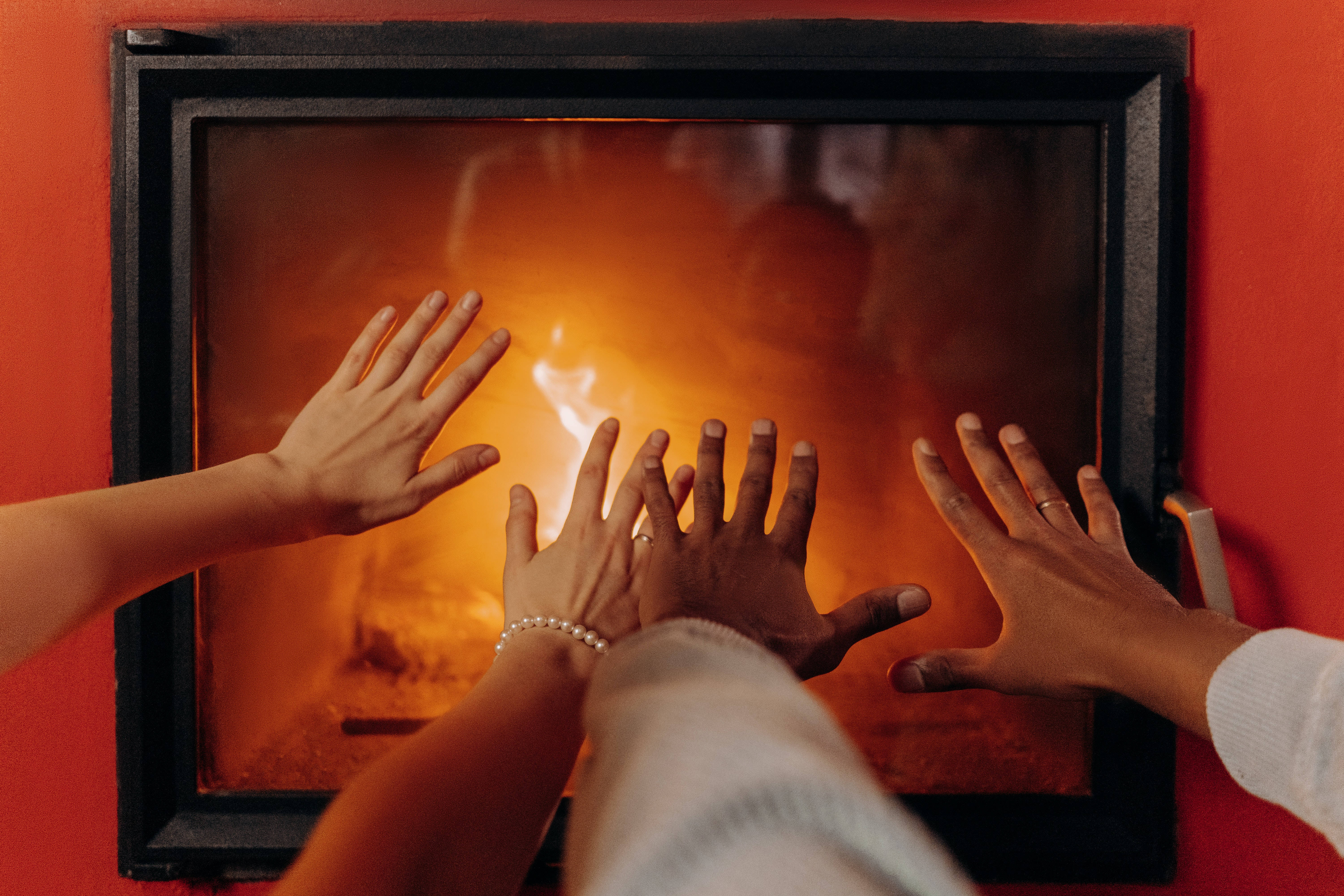 Couple Hands, fireplace, glowing fireplace, 5K Desktop Wallpaper
