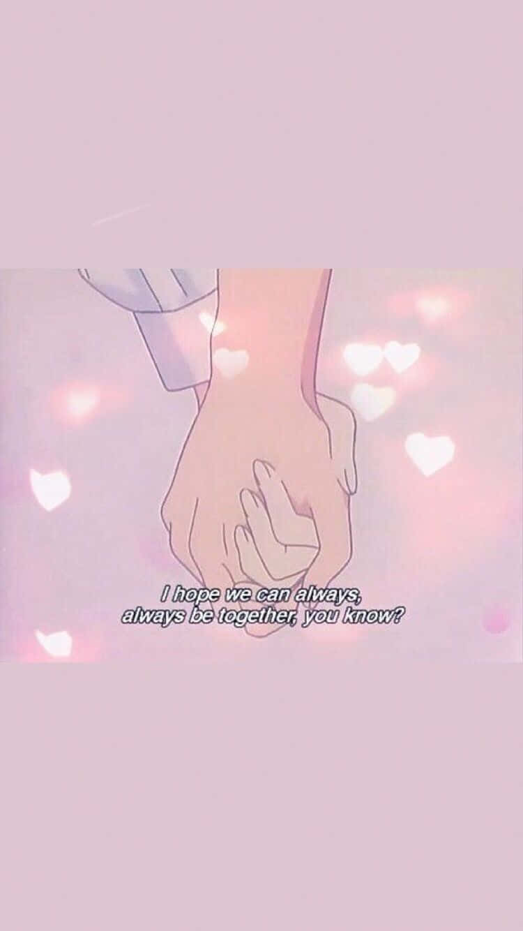 pastel pink aesthetic, anime-style illustration, glowing pink hearts, HD Phone Wallpaper