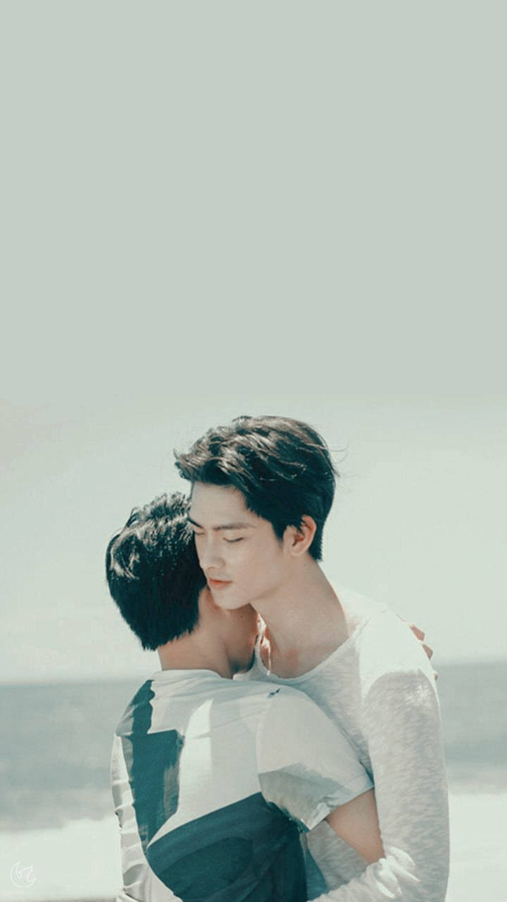 Gay Boy Hugging, coastal backdrop, pale daylight, HD Phone Wallpaper