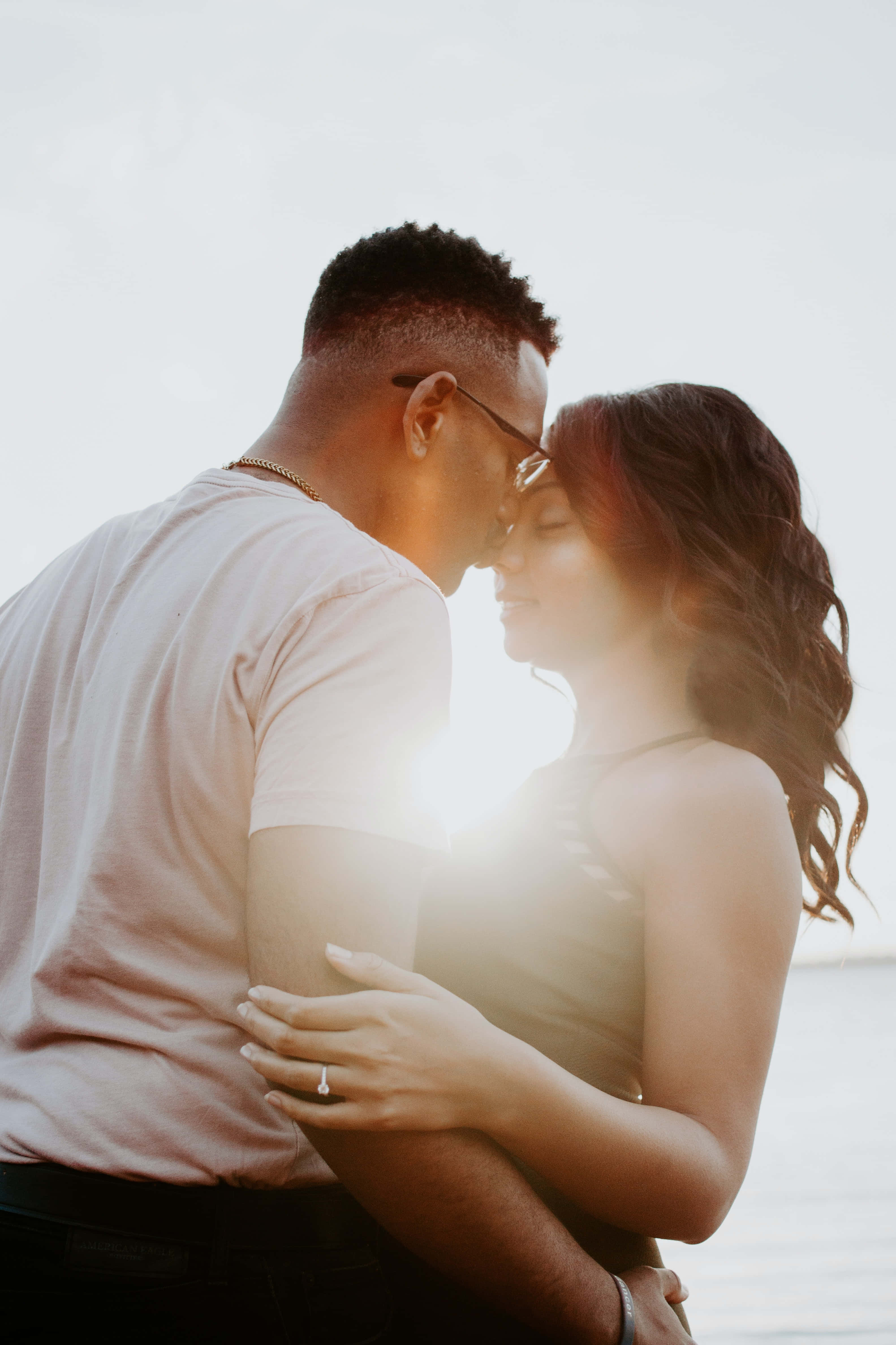 romantic sunset, golden sunlight, soft sky, 4K Phone Wallpaper