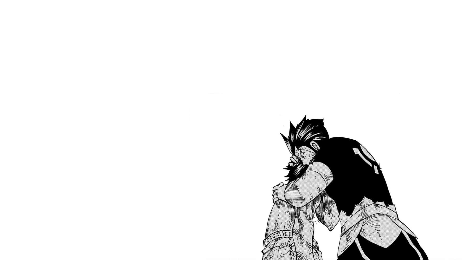 black and white manga panel, stark white background, anime characters, Full HD Desktop Wallpaper