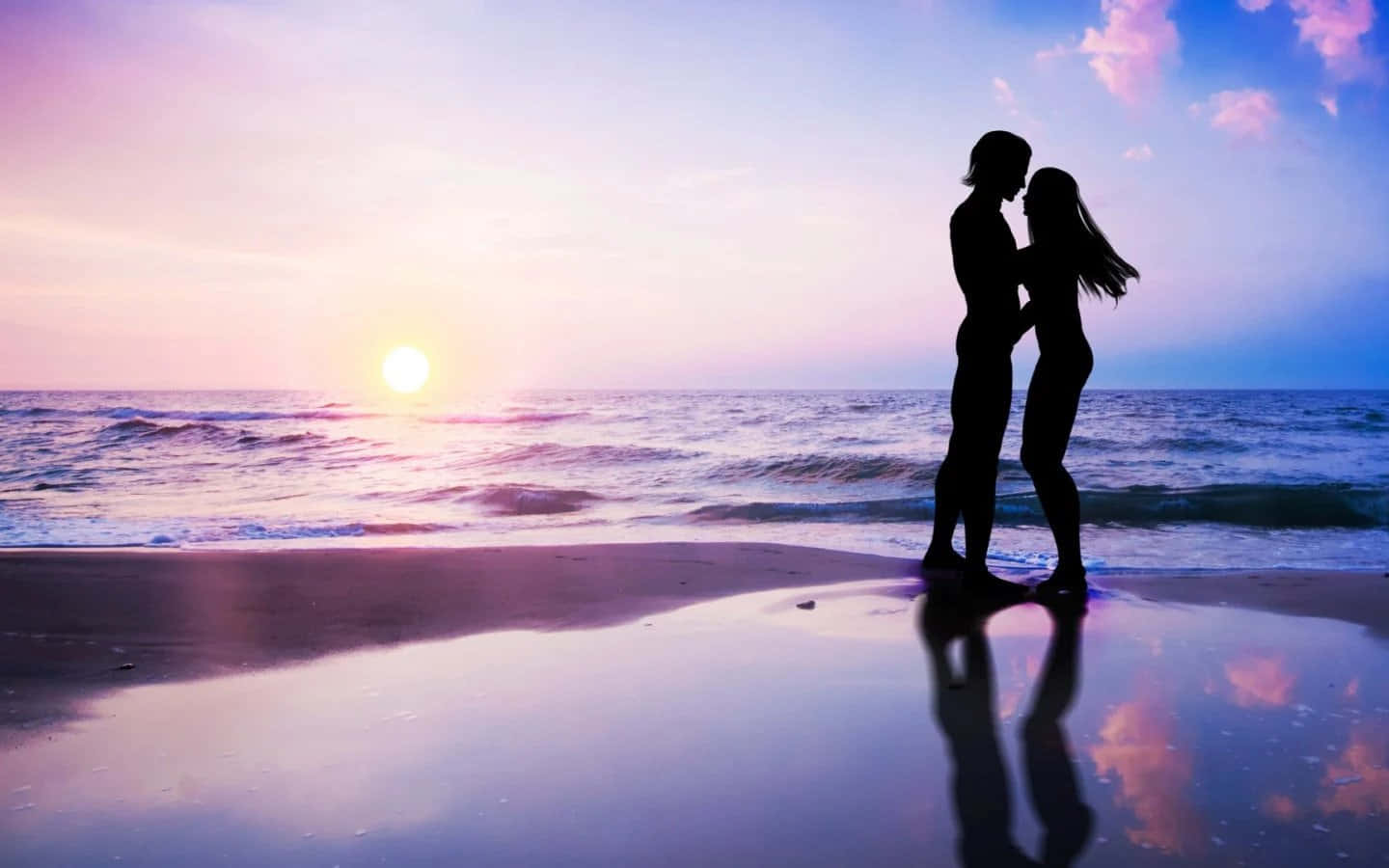 cute boyfriend, cute girlfriend, wet beach, HD Desktop Wallpaper