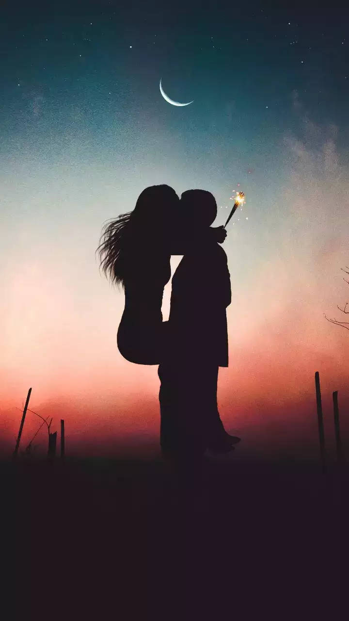 crescent moon, twilight, sparkler, HD Phone Wallpaper