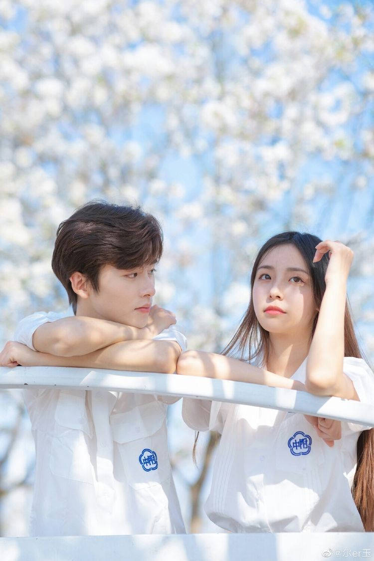 Korean couple, terrace, white shirts, SD Phone Wallpaper