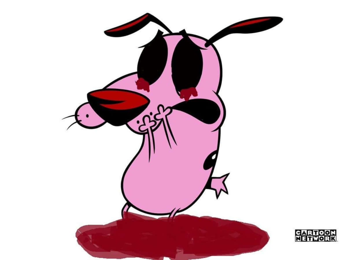 Courage the cowardly dog, pink cartoon dog, black ears, SD Desktop Wallpaper