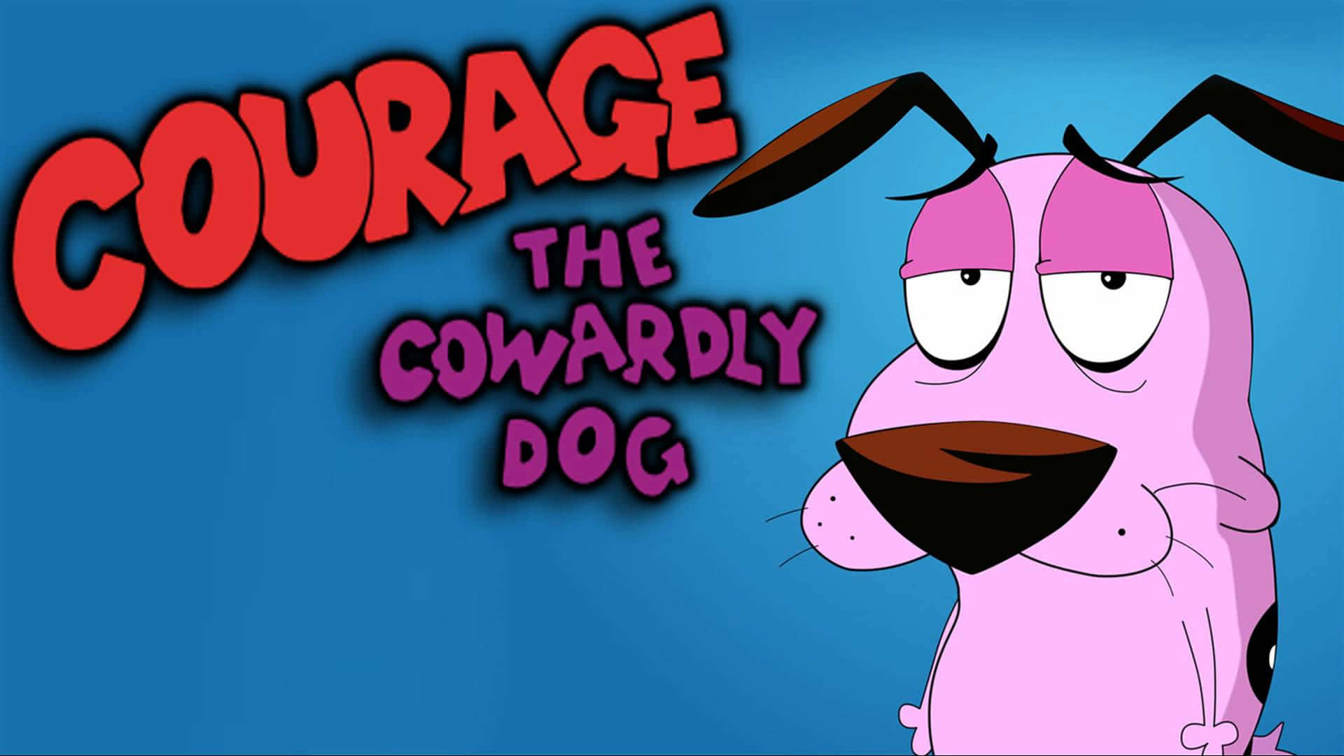 Courage the cowardly dog, pink cowardly cartoon dog, droopy eyes, Full HD Desktop Wallpaper