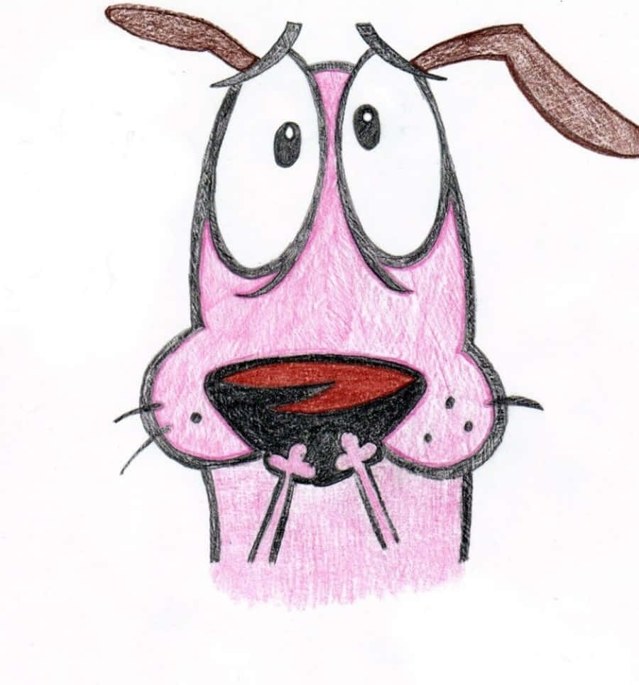 Courage the cowardly dog, pink dog, wide eyes, SD Phone Wallpaper