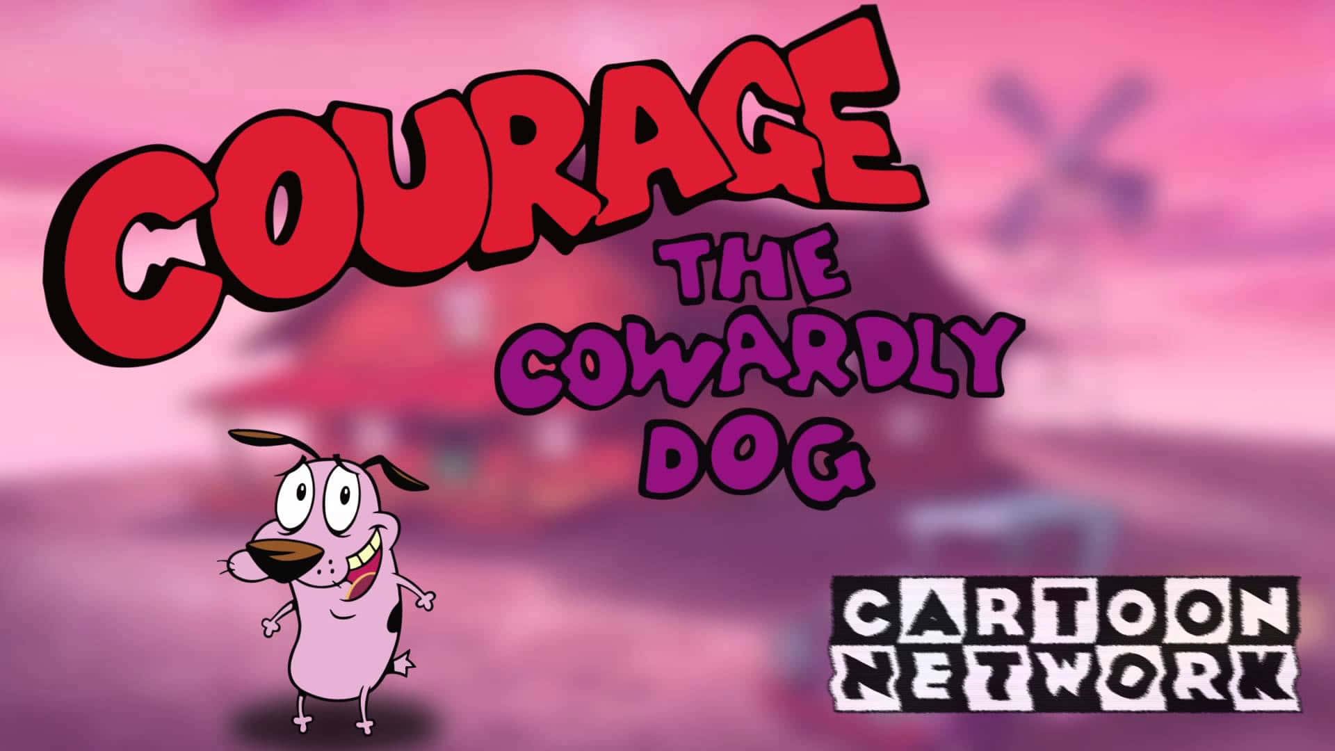 Courage the Cowardly Dog, pink cartoon dog, wide eyes, Full HD Desktop Wallpaper