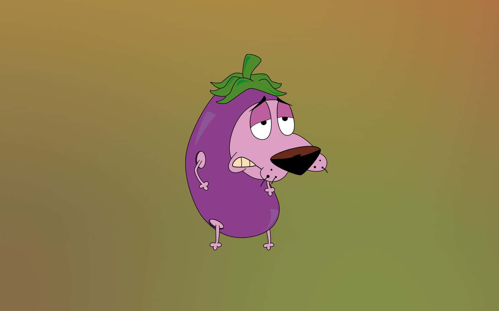 Courage the cowardly dog, eggplant costume, grumpy face, HD Desktop Wallpaper