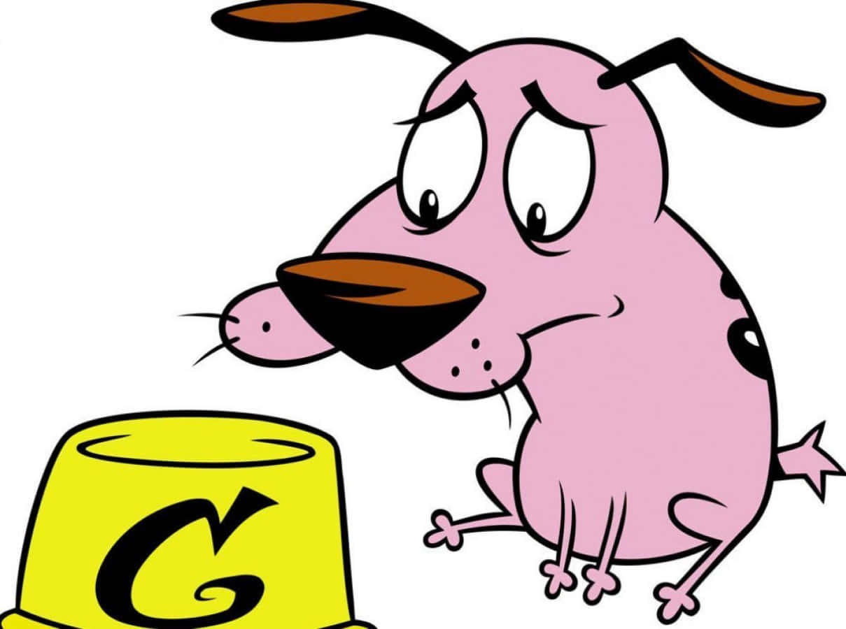 Courage the Cowardly Dog, pink cartoon dog, droopy eyes, SD Desktop Wallpaper