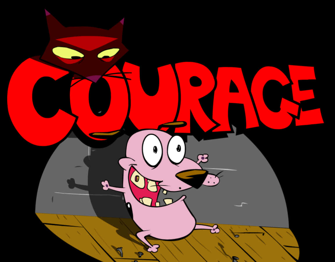Courage the cowardly dog, pink cartoon mouse, menacing red cat, SD Desktop Wallpaper