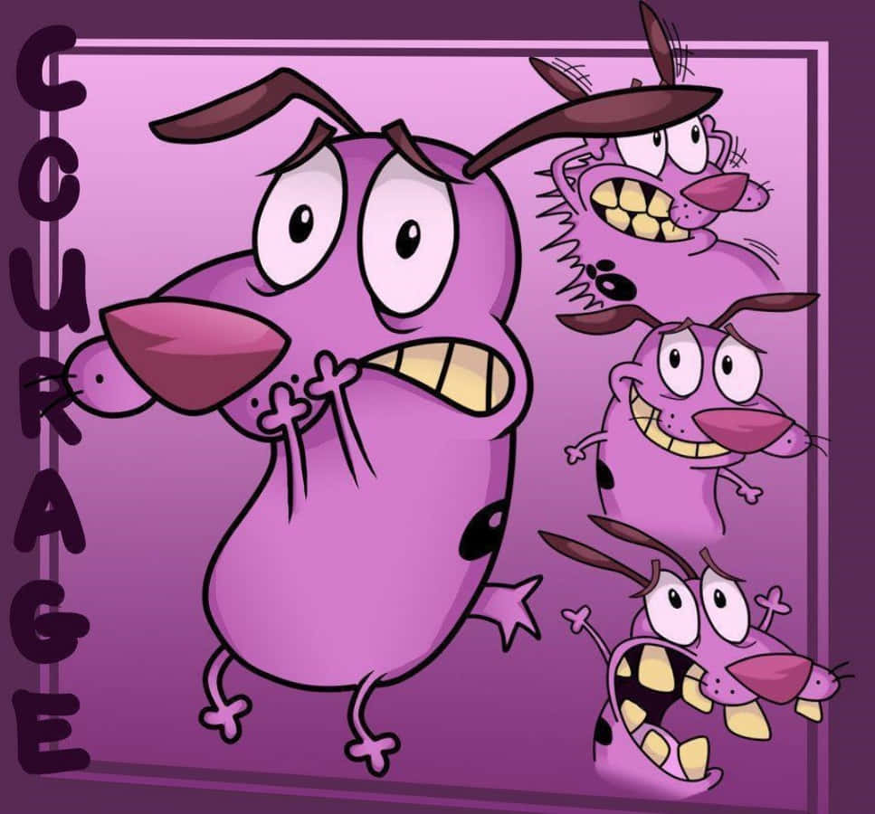 Courage the cowardly dog, purple cartoon dog, exaggerated expressions, SD Desktop Wallpaper