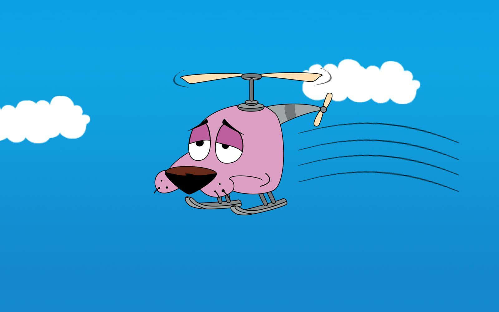 Courage the cowardly dog, helicopter, pink dog, HD Desktop Wallpaper
