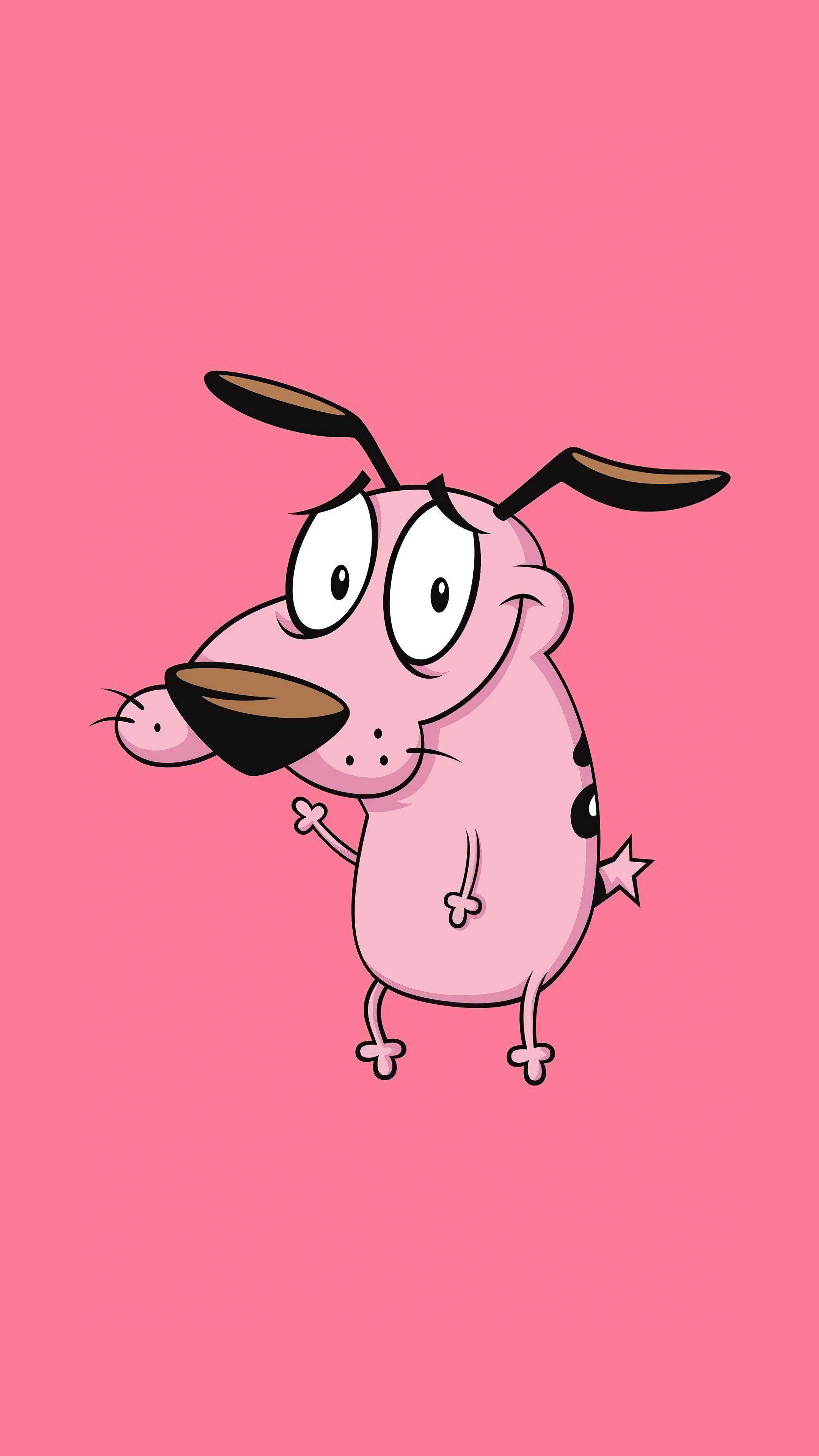 Courage the cowardly dog, pink dog, big eyes, 4K Phone Wallpaper