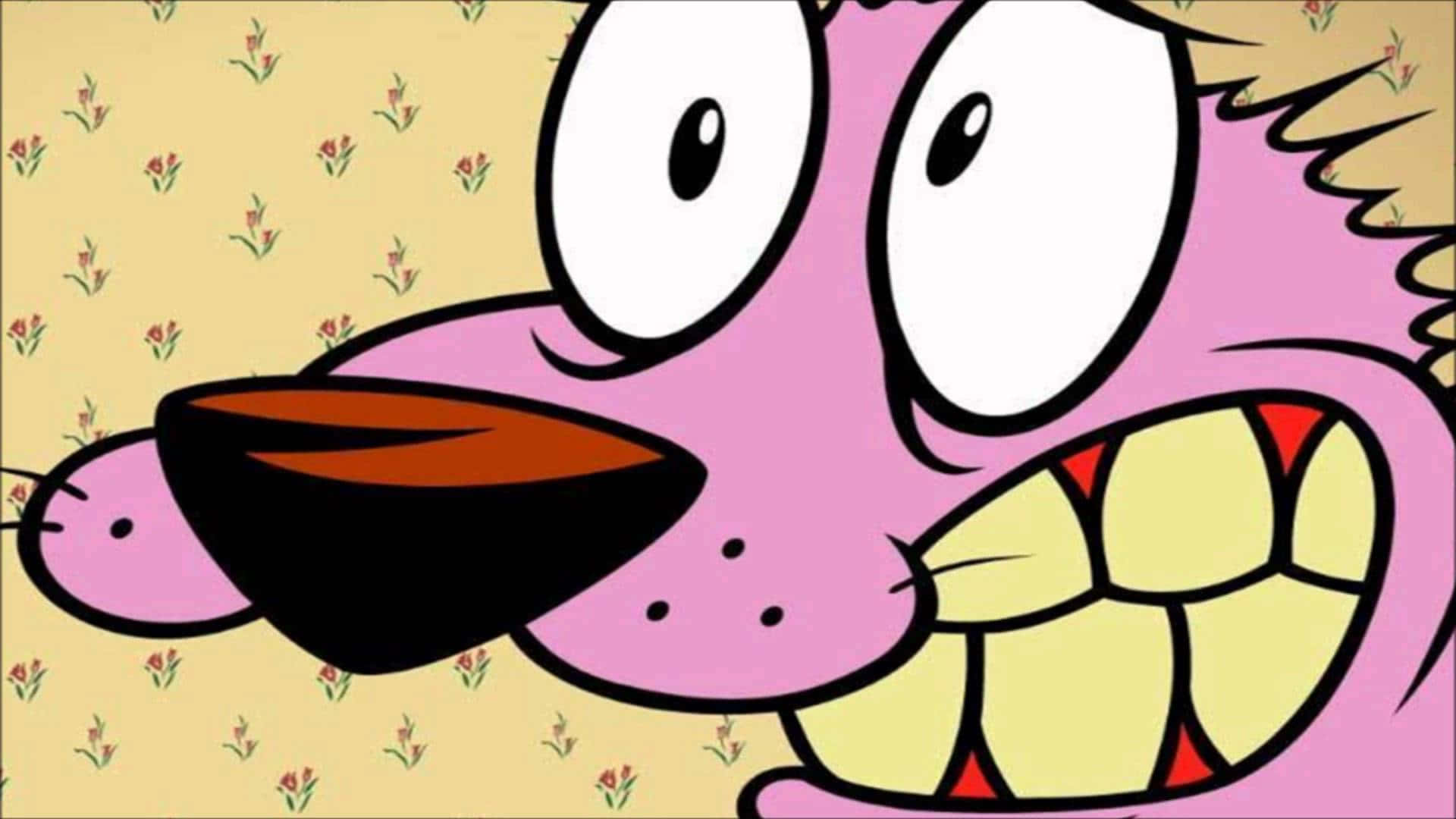Courage the cowardly dog, pink dog, huge eyes, Full HD Desktop Wallpaper