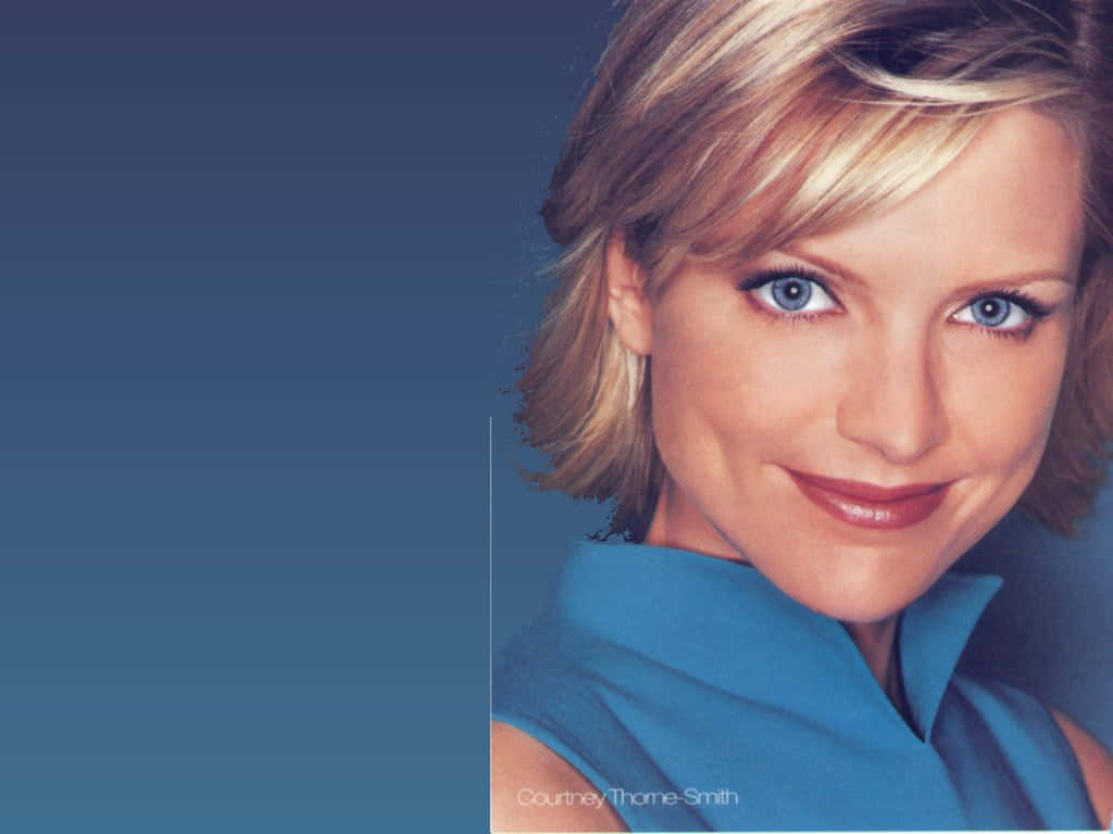 Courtney Thorne Smith, blonde woman, blue top, SD Desktop Wallpaper