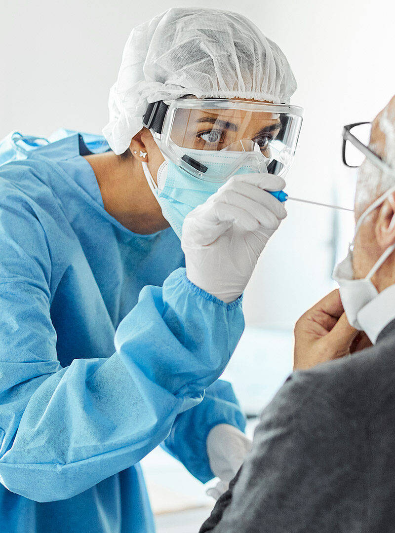 doctor, nasal swab test, masked patient, SD Phone Wallpaper