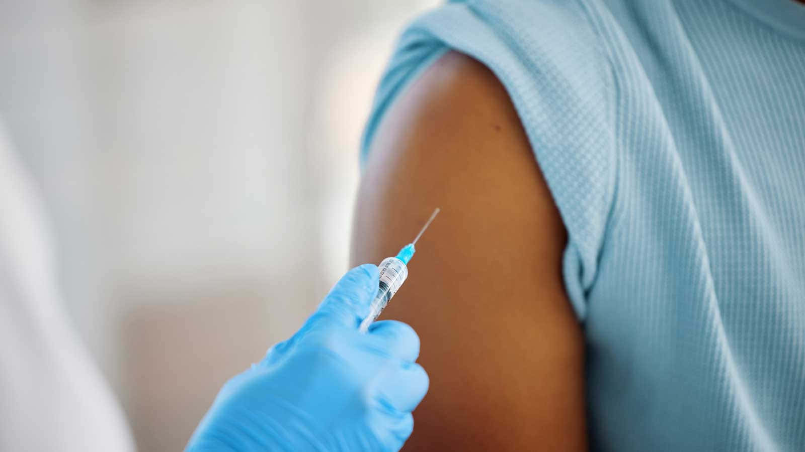 COVID-19 Vaccine Booster Shot, gloved hand, syringe, HD Desktop Wallpaper