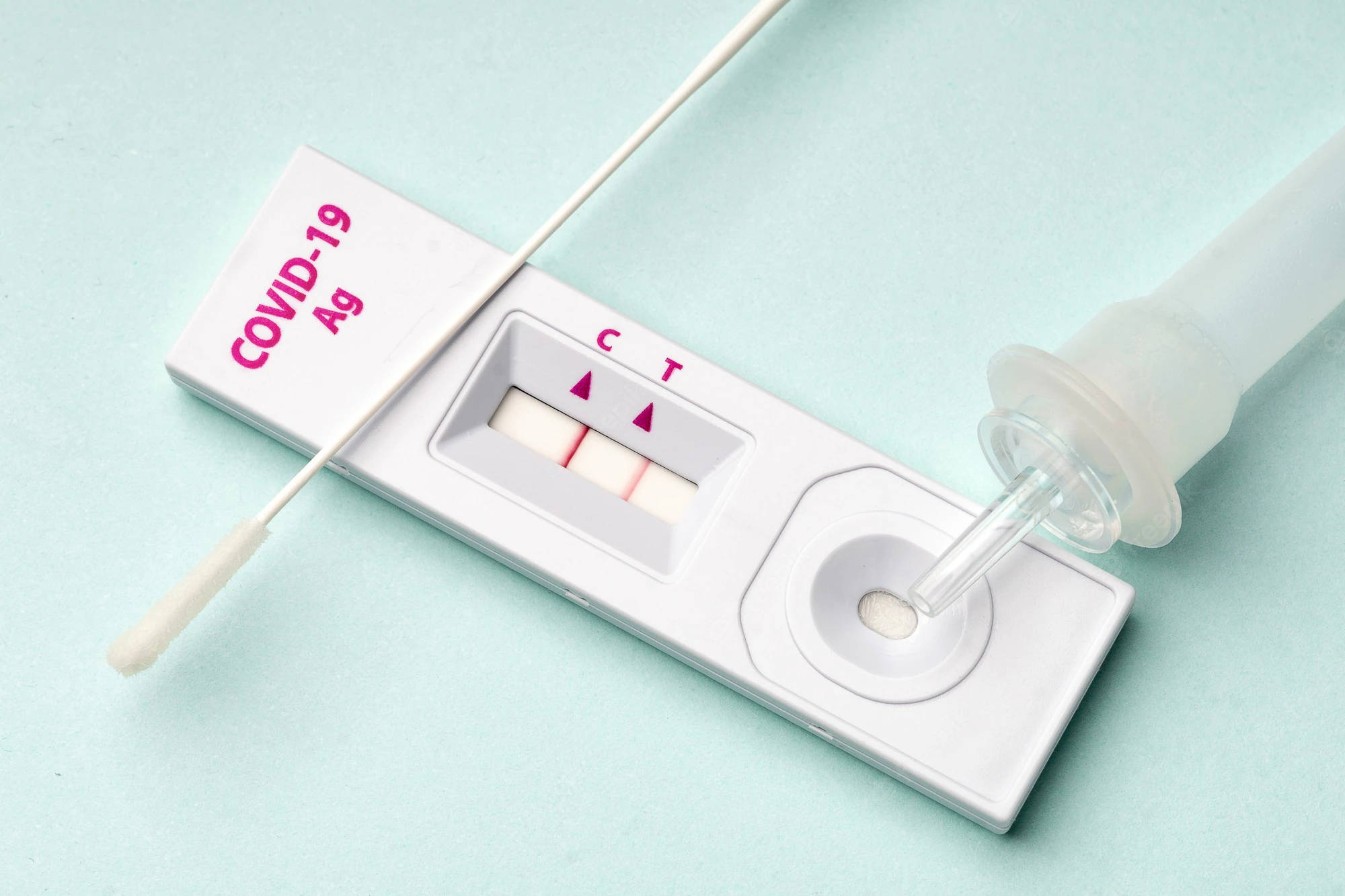 COVID-19 antigen test kit, pink lines, positive result, Full HD Desktop Wallpaper