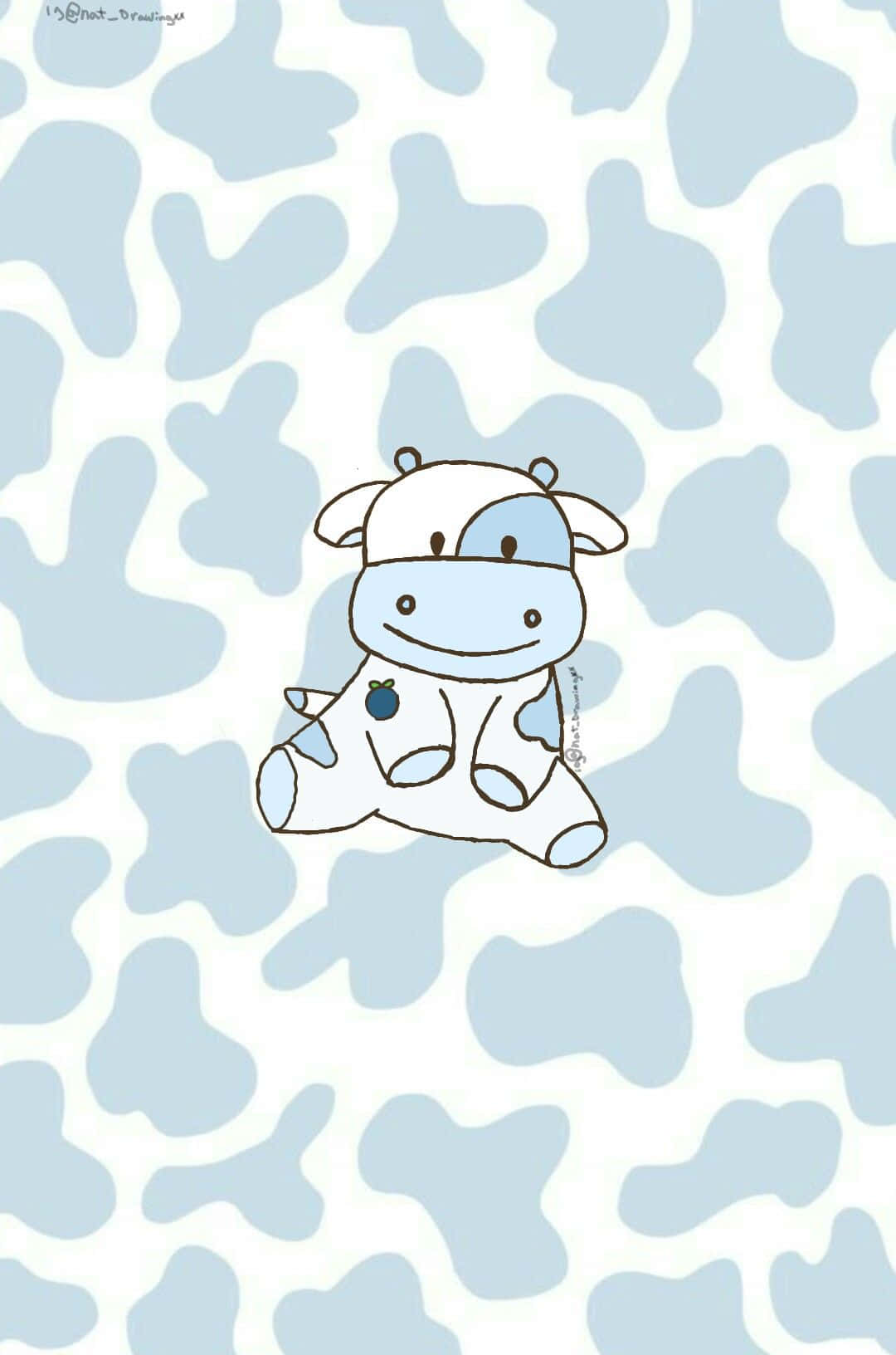 Cow iPhone, blue spots, light blue and white cow print background, HD Phone Wallpaper