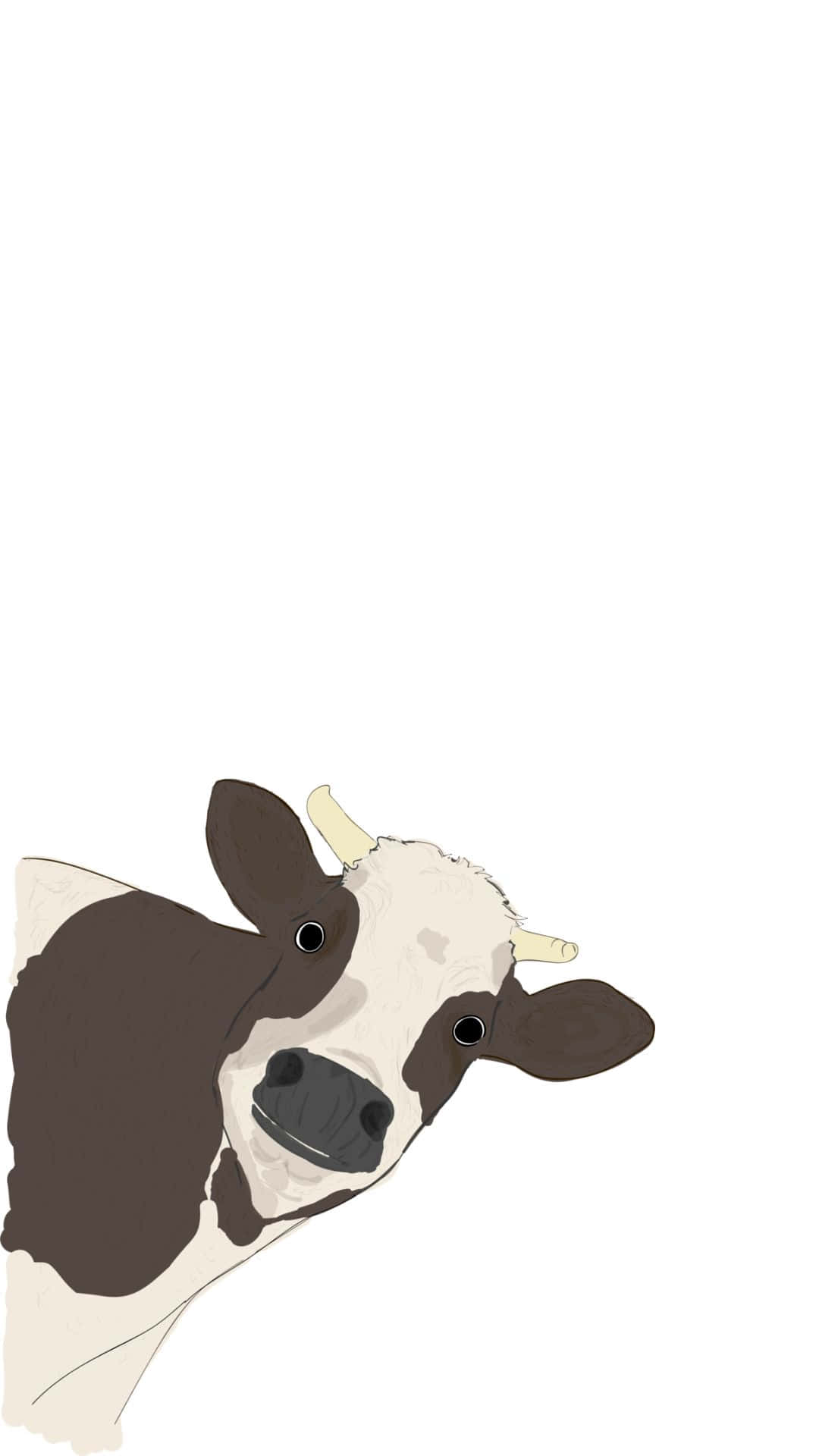 cow, brown and white patches, cartoon, Full HD Phone Wallpaper