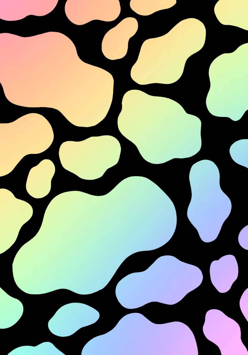 rainbow cow pattern, pastel blobs, gradient hues, SD Phone Wallpaper