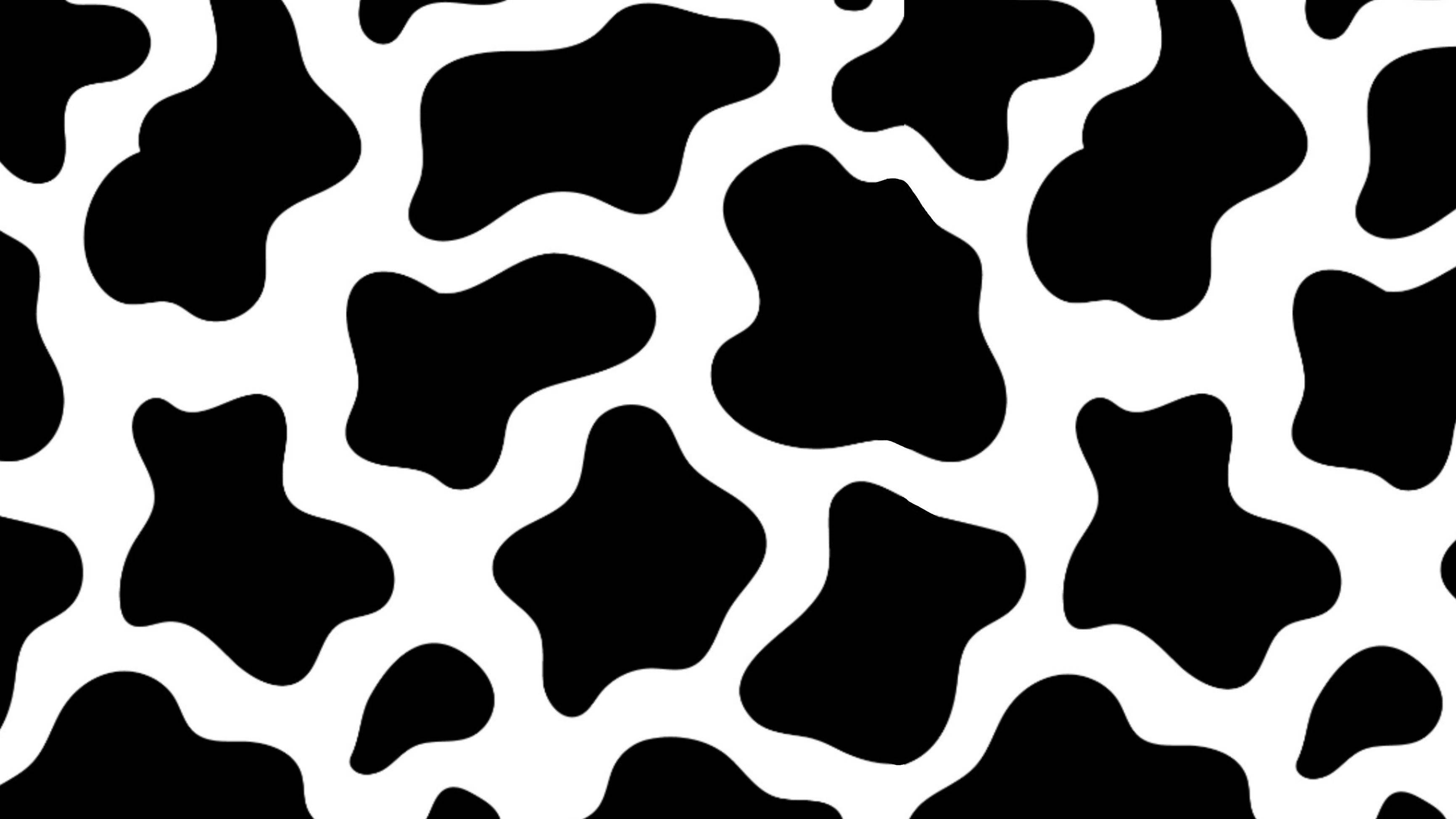 cow pattern, black and white, irregular organic shapes, 2K Desktop Wallpaper