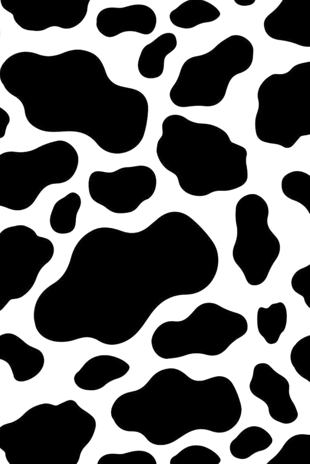 cow print pattern, black and white, irregular spotted shapes, HD Phone Wallpaper