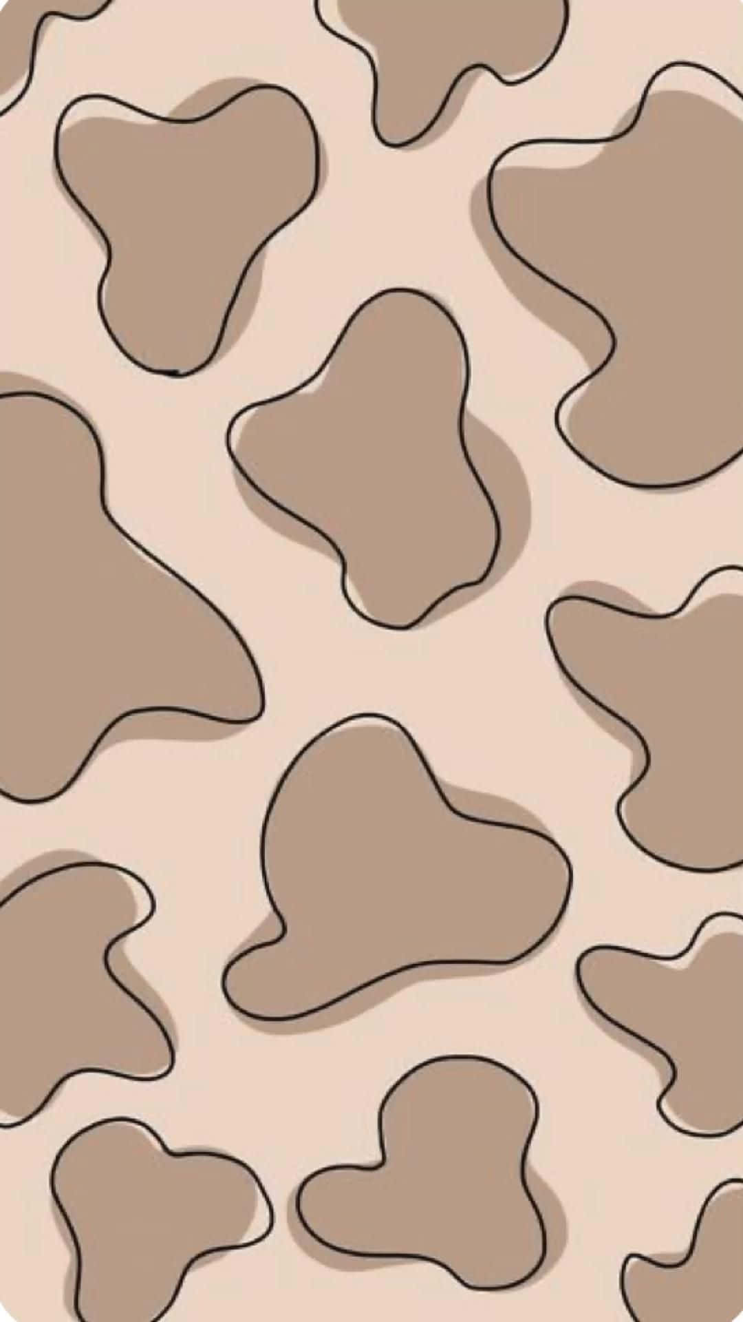 cow print pattern, beige abstract shapes, dark brown outline, Full HD Phone Wallpaper