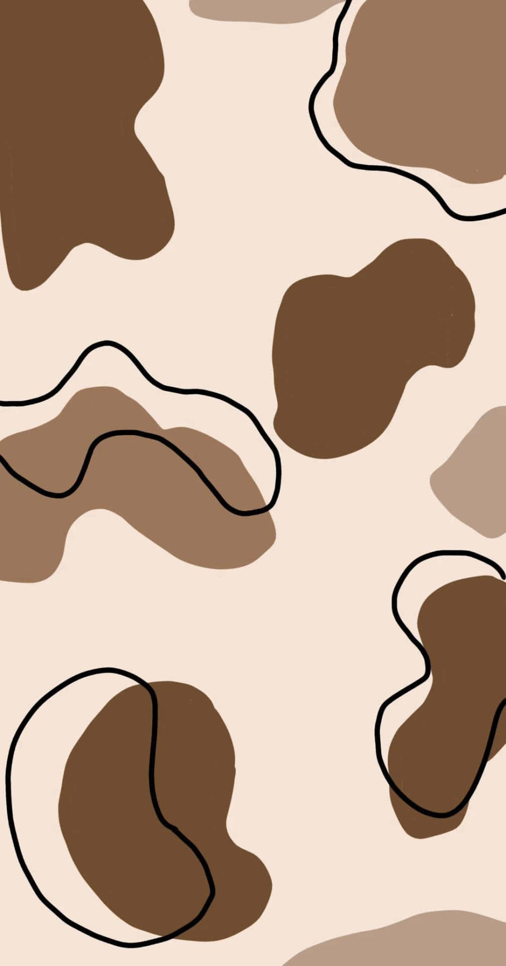 cow print pattern, beige background, brown organic shapes, Full HD Phone Wallpaper