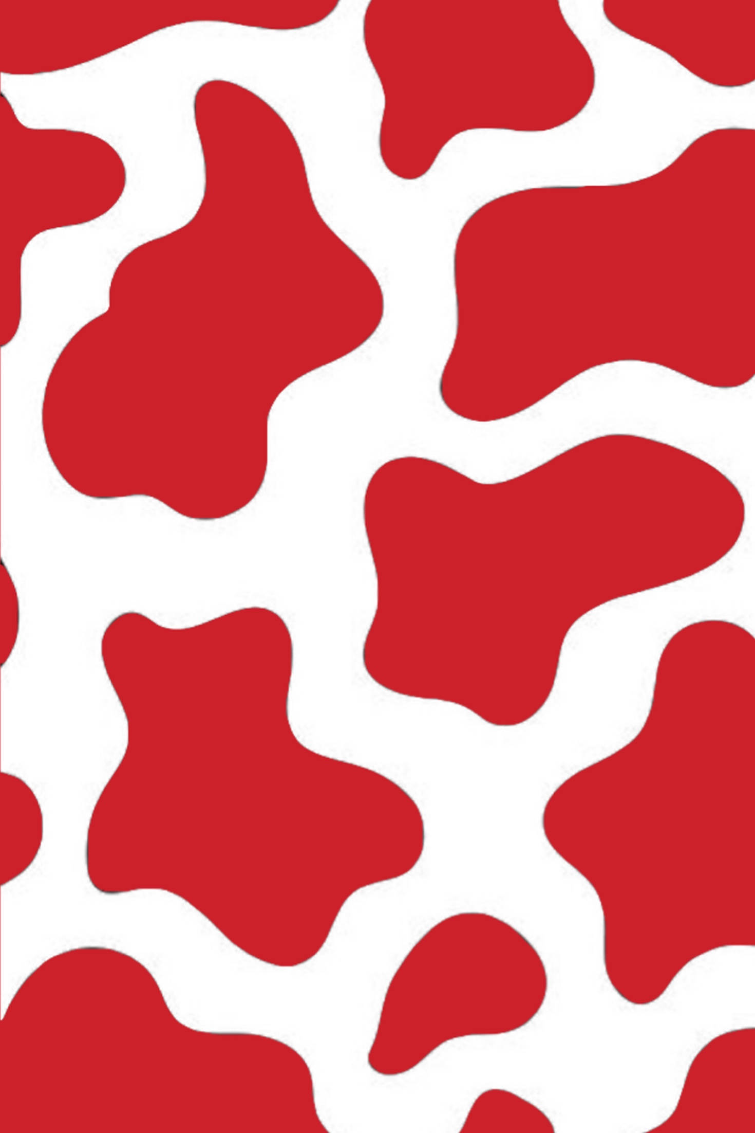 red cow print, red and white cow print pattern, organic irregular shapes, Full HD Phone Wallpaper