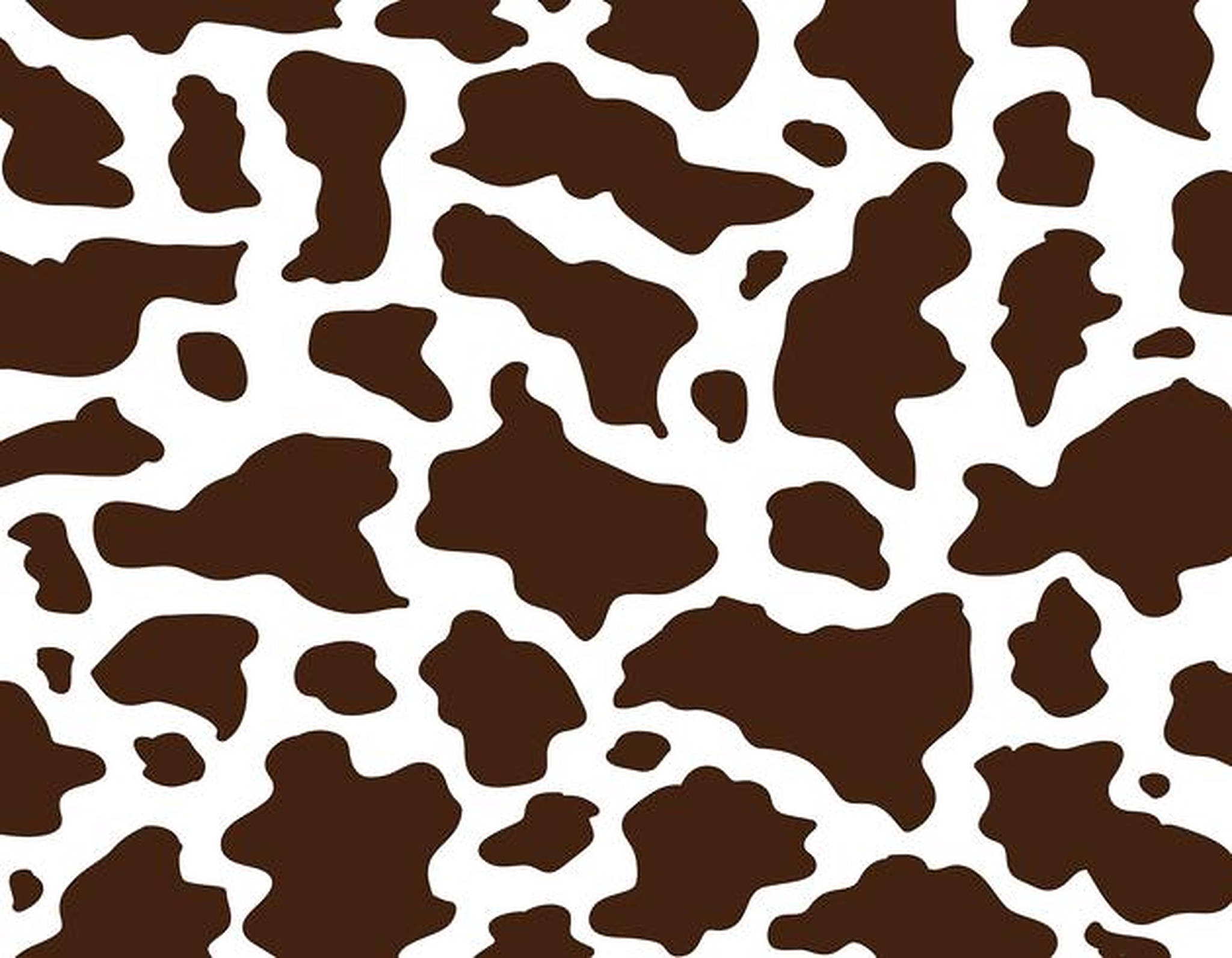 dark brown cow print, irregular brown patches, stark white background, Full HD Desktop Wallpaper