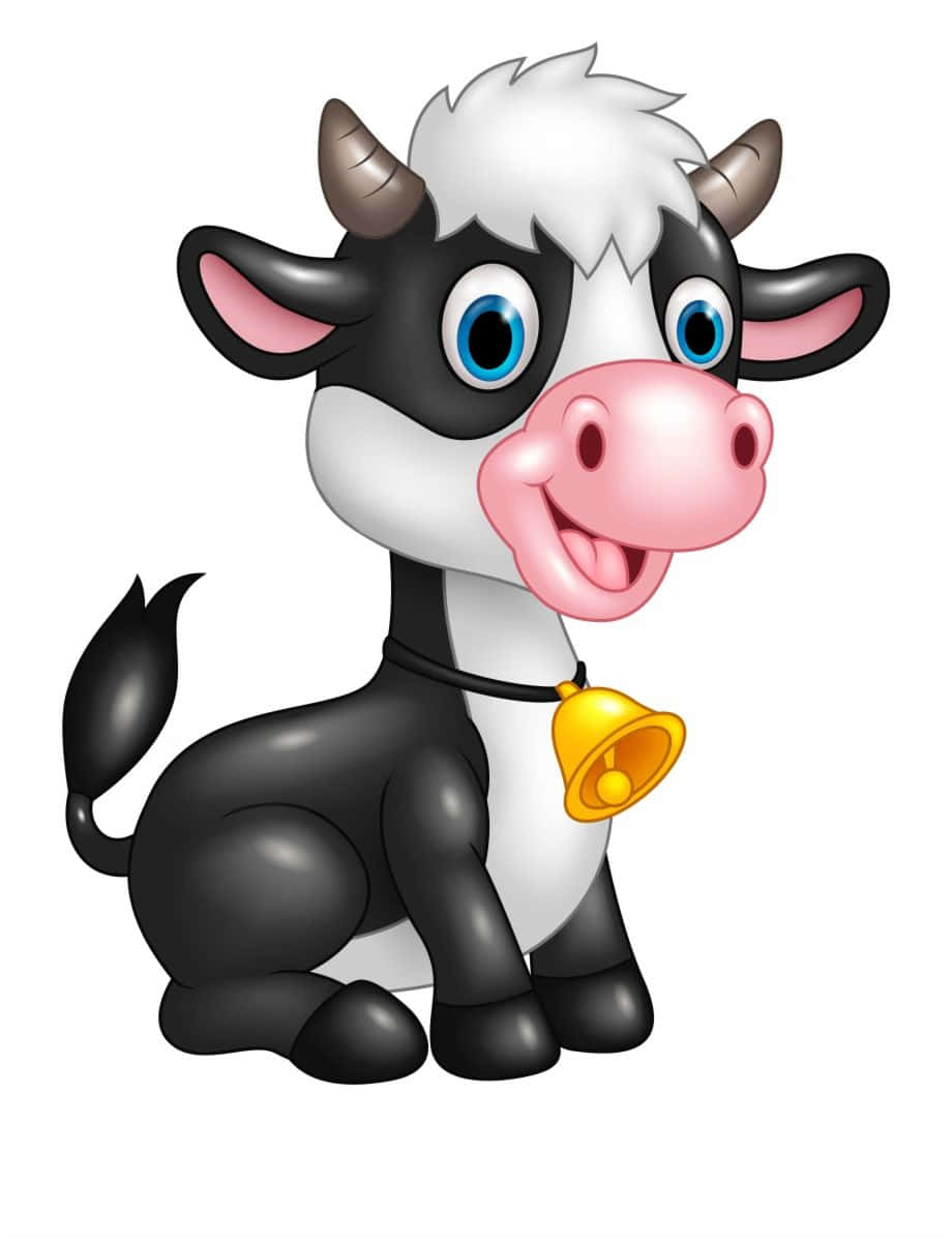 kawaii cute cow, black and white fur, blue eyes, SD Phone Wallpaper