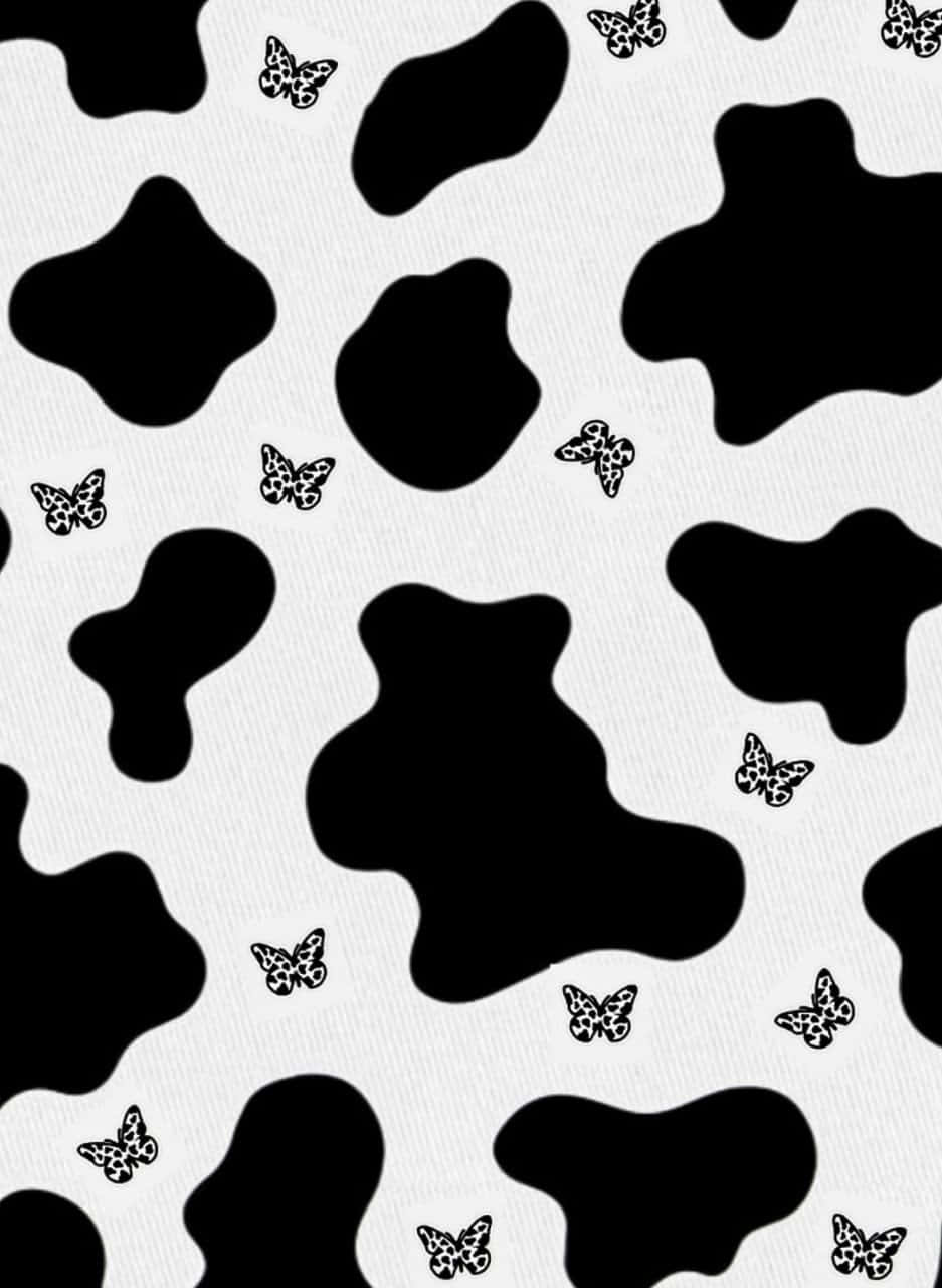 cow print, butterfly pattern, black and white, HD Phone Wallpaper
