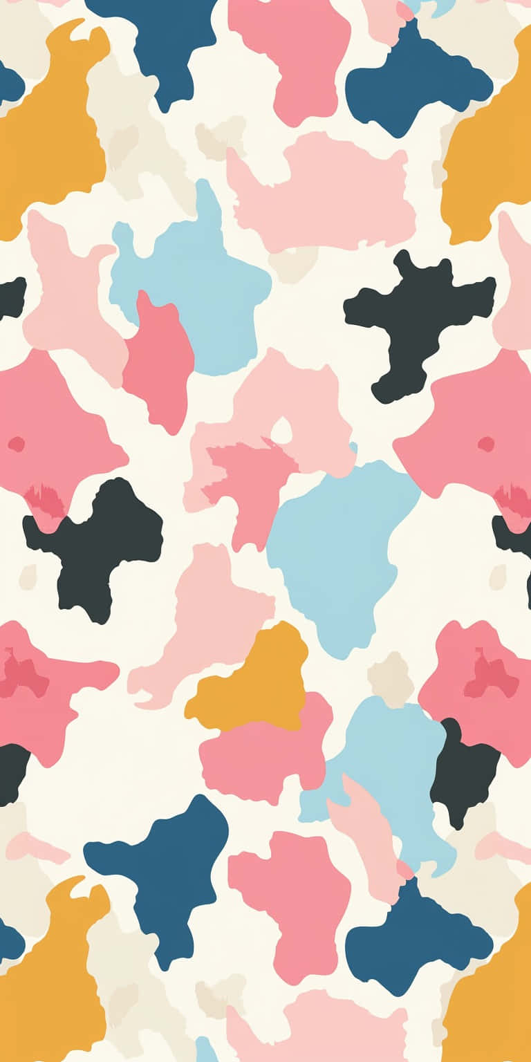 colorful cow print pattern, pink, blue, HD Phone Wallpaper